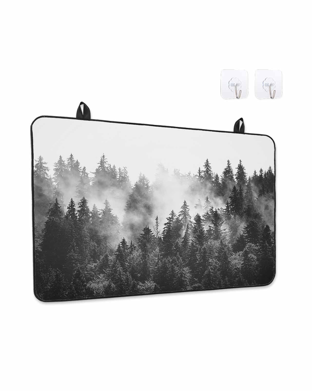 Stove Top Covers for Electric Stove,Black Forest Glass Stovetop Cover Protector,Black and White Natural Landscape Modern Abstract Art Cooktop Protector Oven Mat for Kitchen Countertop 24"x21"