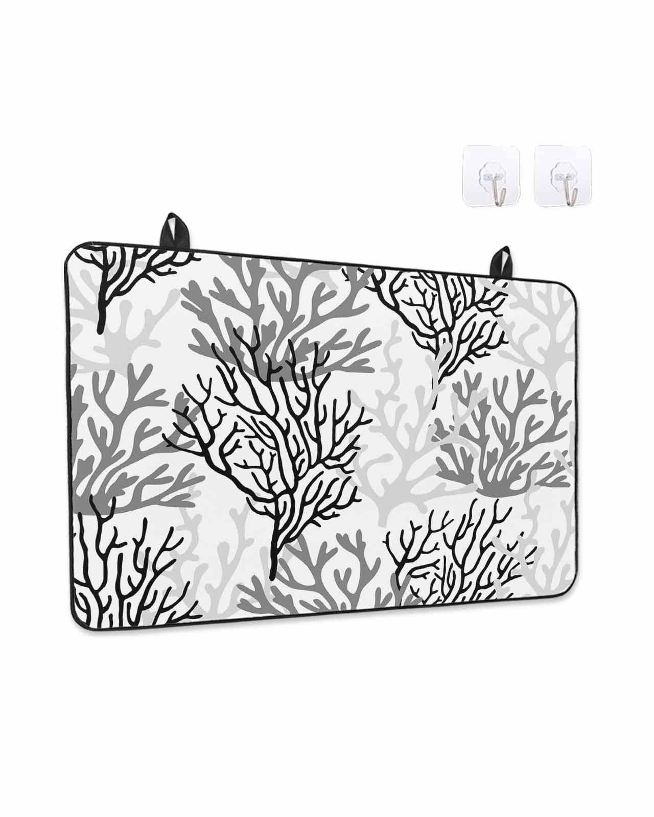 Stove Top Covers for Electric Stove, Black Gray Coral Coastal Glass Stovetop Cover Protector, Summer Beach Seaside Nautical Induction Cooktop Protector Oven Mat for Kitchen Countertop 36"x21"