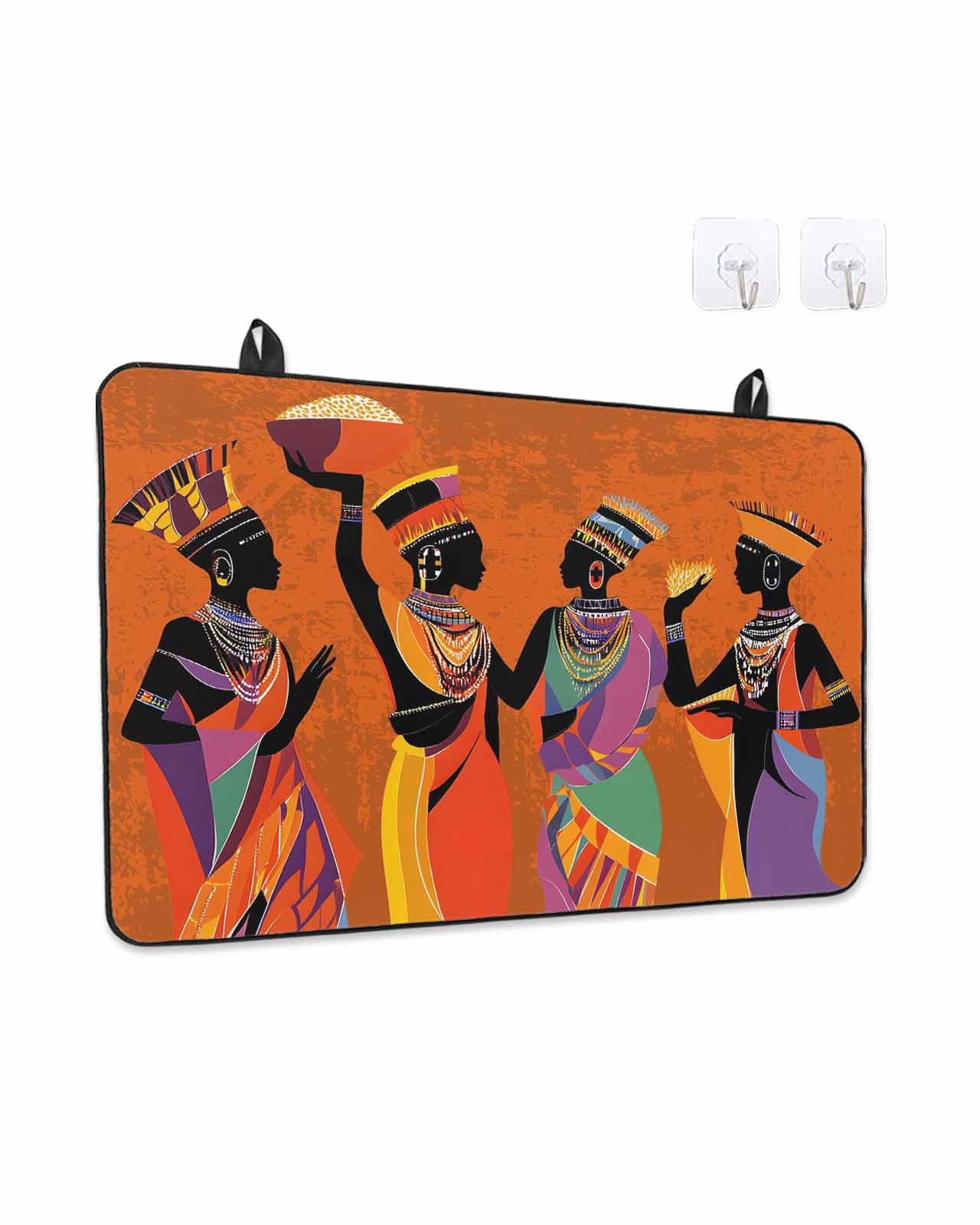 Stove Top Covers for Electric Stove, Black Orange Girls Boho Glass Stovetop Cover Protector, Retro Ethnic Abstract Art Induction Cooktop Protector Oven Mat for Kitchen Countertop 24"x21"