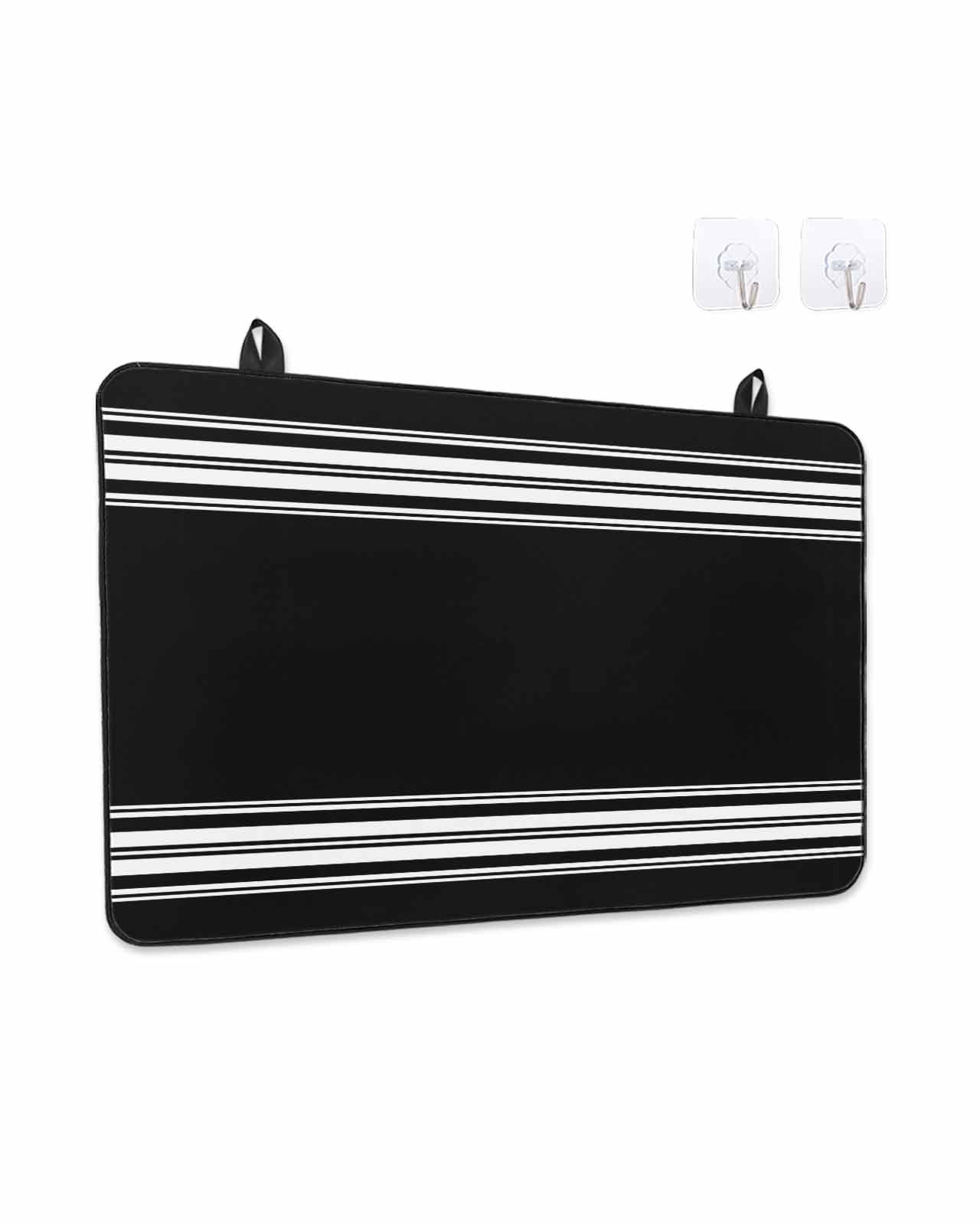 Stove Top Covers for Electric Stove, Black Striped Glass Stovetop Cover Protector, Farmhouse Black White Stripes Induction Cooktop Protector Oven Mat for Kitchen Countertop 28.5"x20.5"