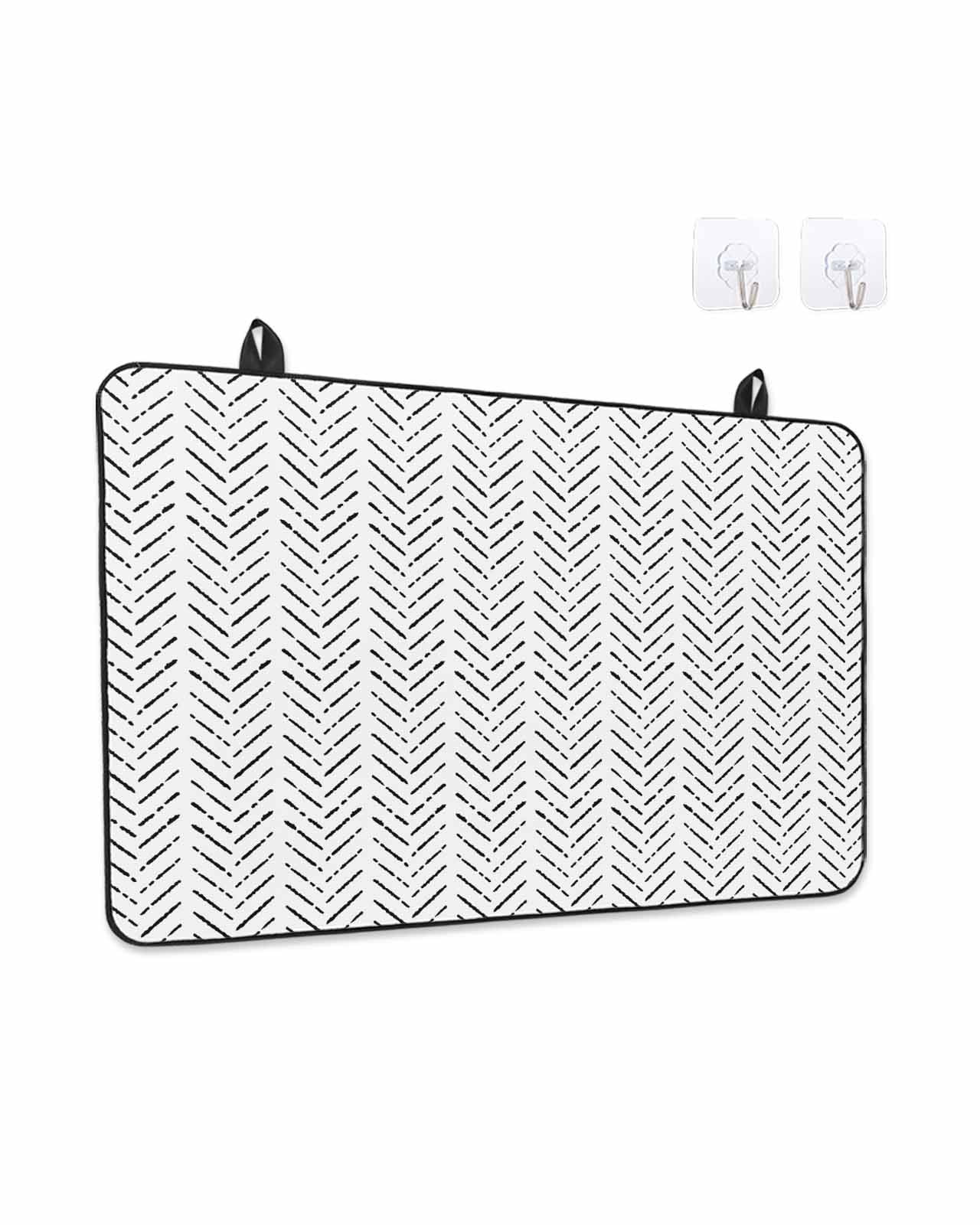 Stove Top Covers for Electric Stove, Black Striped Glass Stovetop Cover Protector, Modern Abstract Art Geometric Induction Cooktop Protector Oven Mat for Kitchen Countertop 24"x21"