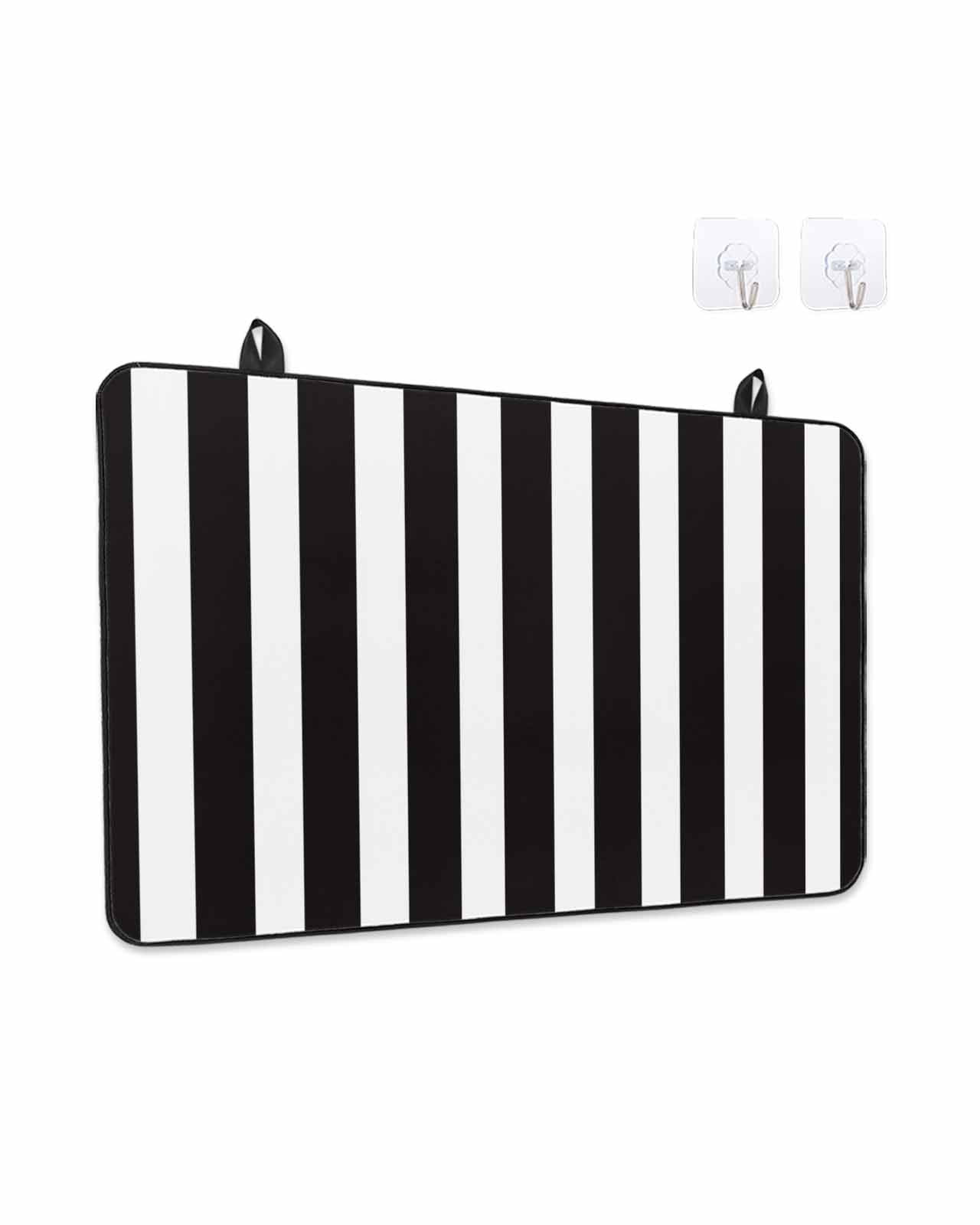 Stove Top Covers for Electric Stove, Black Striped Glass Stovetop Cover Protector, Modern Farmhouse Black White Stripes Induction Cooktop Protector Oven Mat for Kitchen Countertop 24"x21"
