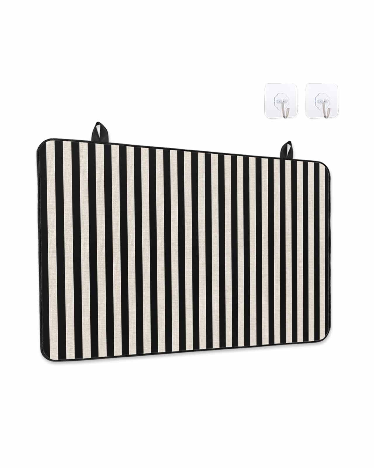 Stove Top Covers for Electric Stove, Black Striped Glass Stovetop Cover Protector, Modern Simple Farmhouse Beige Vintage Induction Cooktop Protector Oven Mat for Kitchen Countertop 24"x21"