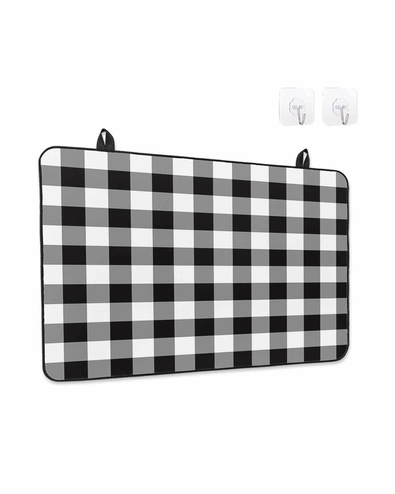 Stove Top Covers for Electric Stove, Black and White Checkered Glass Stovetop Cover Protector, Farmhouse Buffalo Plaid Induction Cooktop Protector Oven Mat for Kitchen Countertop 24"x21"