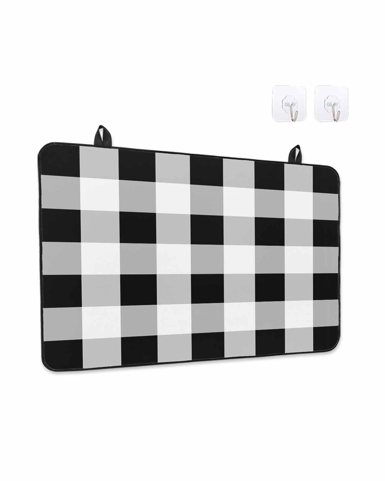 Stove Top Covers for Electric Stove, Black White Plaid Glass Stovetop Cover Protector, Spring Farmhouse Buffalo Checkered Induction Cooktop Protector Oven Mat for Kitchen Countertop 24"x21"