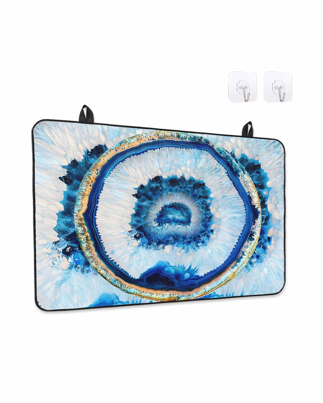 Stove Top Covers for Electric Stove, Blue Abstract Marble Glass Stovetop Cover Protector, Modern Abstract Art Induction Cooktop Protector Oven Mat for Kitchen Countertop 24"x21"