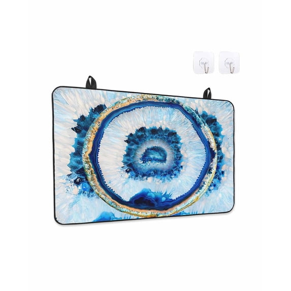 Stove Top Covers for Electric Stove, Blue Abstract Marble Glass Stovetop Cover Protector, Modern Abstract Art Induction Cooktop Protector Oven Mat for Kitchen Countertop 24"x21"