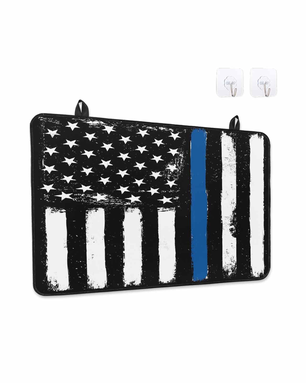 Stove Top Covers for Electric Stove, Blue American Flag Glass Stovetop Cover Protector, Black White Stars Stripe US Flag Induction Cooktop Protector Oven Mat for Kitchen Countertop 24"x21"