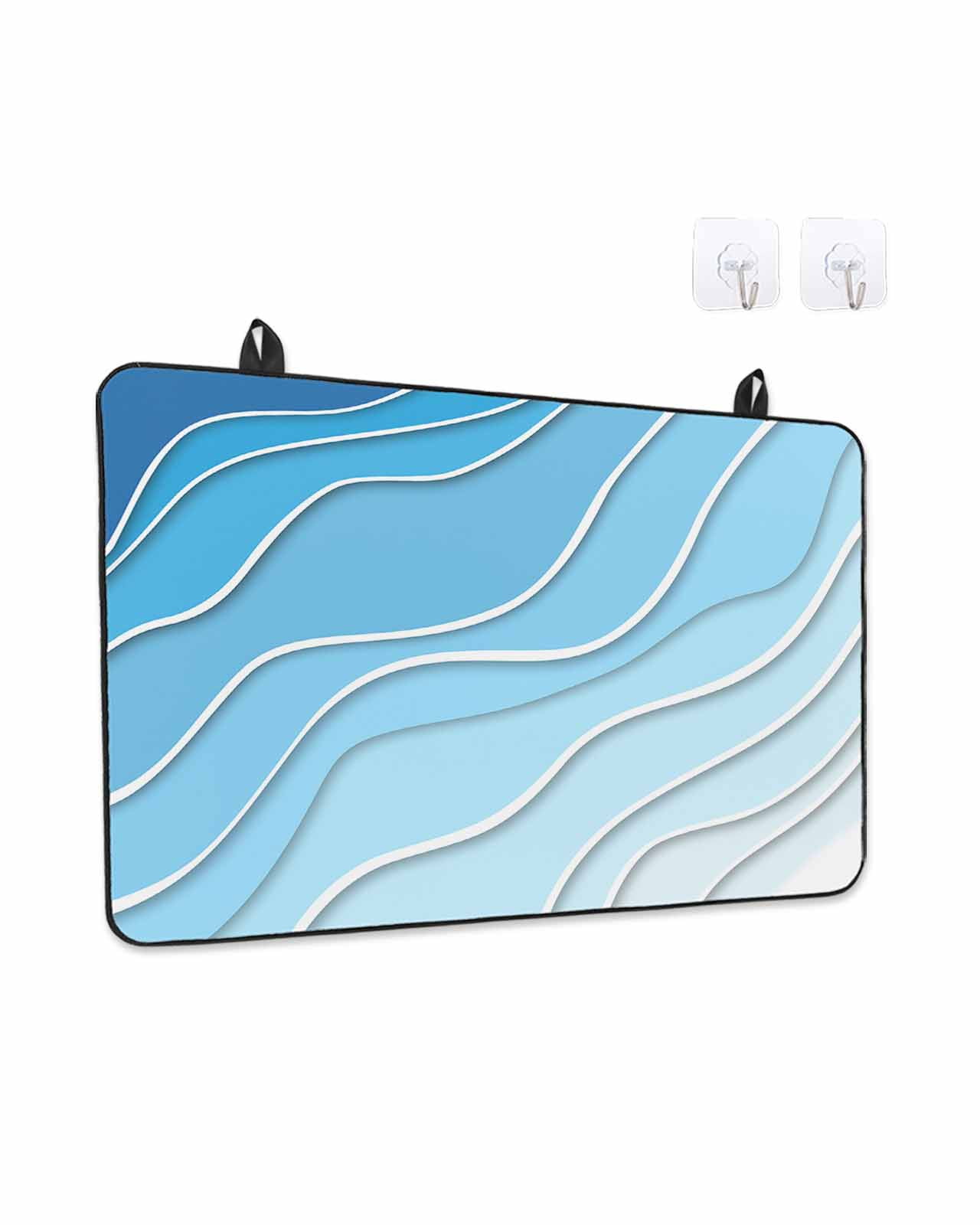 Stove Top Covers for Electric Stove, Blue Aqua Ombre Glass Stovetop Cover Protector, Modern Geometric Abstract Aesthetic Cream Induction Cooktop Protector Oven Mat for Kitchen Countertop 24"x21"
