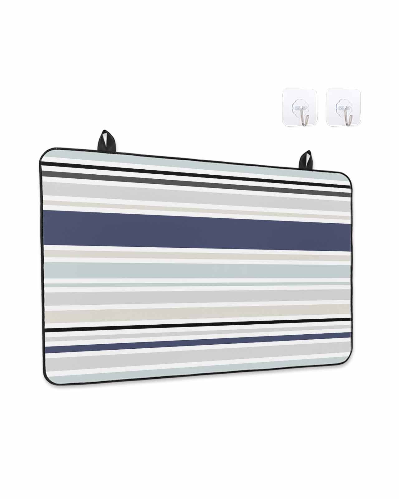 Stove Top Covers for Electric Stove, Blue Black Grey Striped Glass Stovetop Cover Protector, Farmhouse Stripes Induction Cooktop Protector Oven Mat for Kitchen Countertop 24"x21"