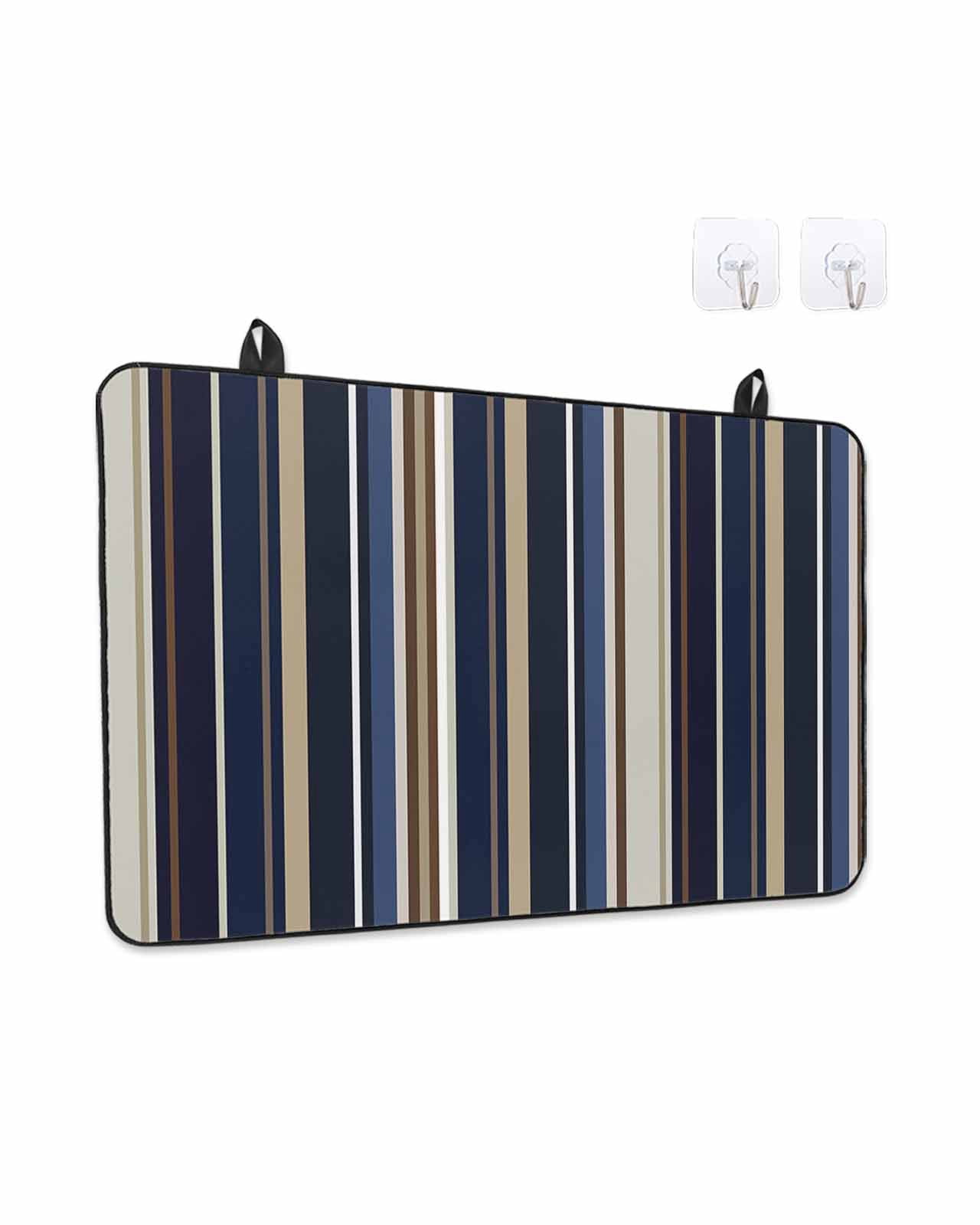 Stove Top Covers for Electric Stove, Blue and Brown Geometric Stripe Pattern Glass Stovetop Cover Protector, Induction Cooktop Protector Oven Mat for Kitchen Countertop 24"x21"