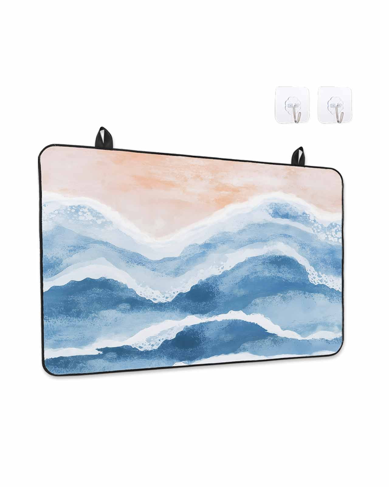Stove Top Covers for Electric Stove, Blue Coastal Beach Glass Stovetop Cover Protector, Modern Oil Painting Nautical Induction Cooktop Protector Oven Mat for Kitchen Countertop 24"x21"