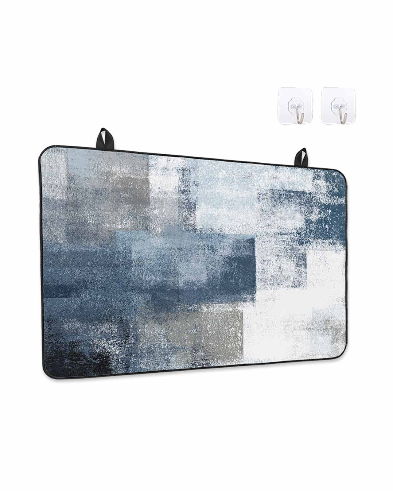 Stove Top Covers for Electric Stove, Blue Glass Stovetop Cover Protector, Retro Oil Painted Modern Abstract Art Induction Cooktop Protector Oven Mat for Kitchen Countertop 24"x21"