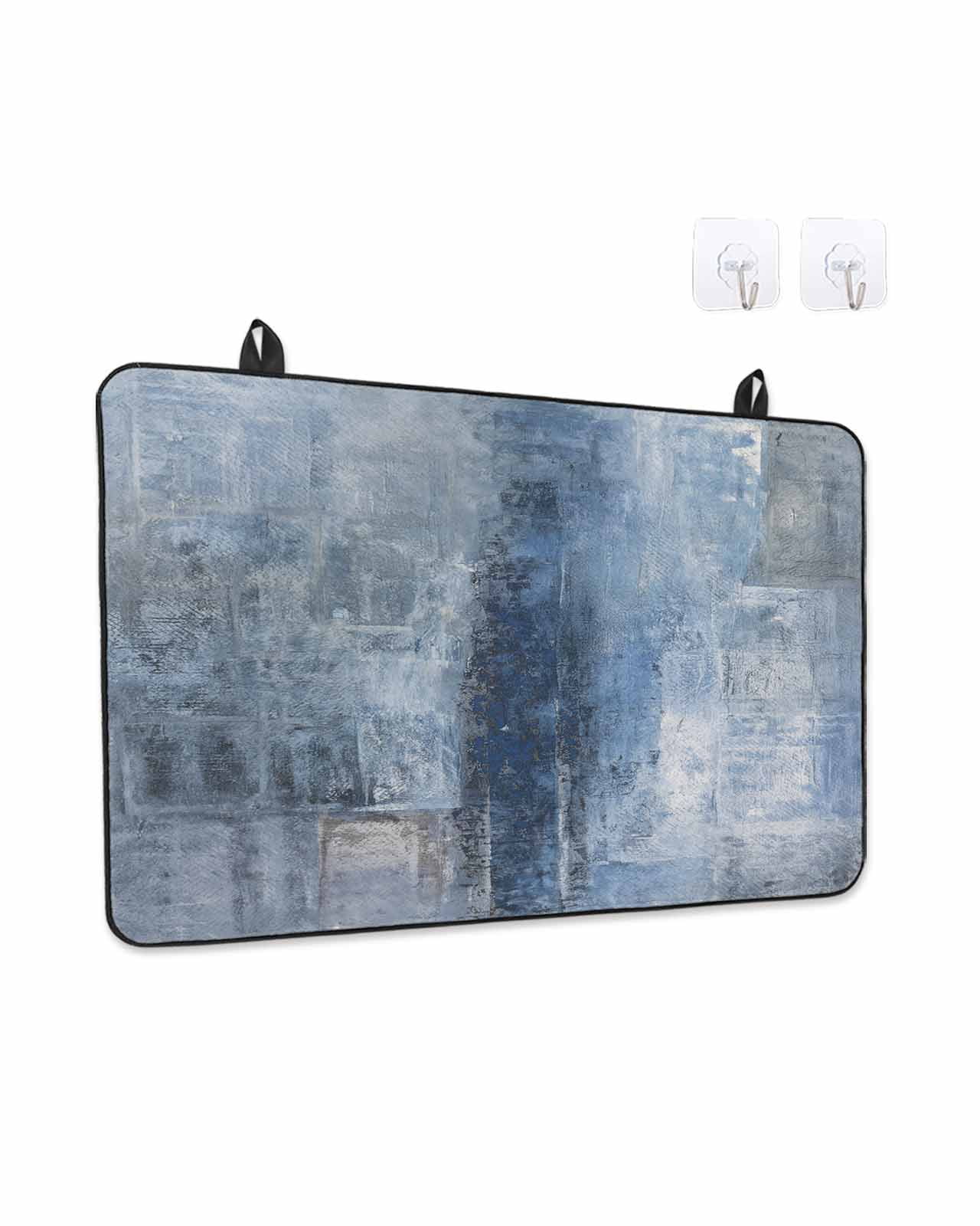 Stove Top Covers for Electric Stove, Blue Glass Stovetop Cover Protector, Retro Oil Painting Modern Abstract Art Aesthetics Induction Cooktop Protector Oven Mat for Kitchen Countertop 36"x21"