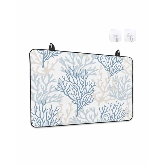 Stove Top Covers for Electric Stove, Blue Grey Coral Coastal Kitchen Glass Ceramic Electric Cooktop Covers 28.5''x20.5'', Summer Beach Seaside Nautical HeatResistant Oven/Countertop Protector