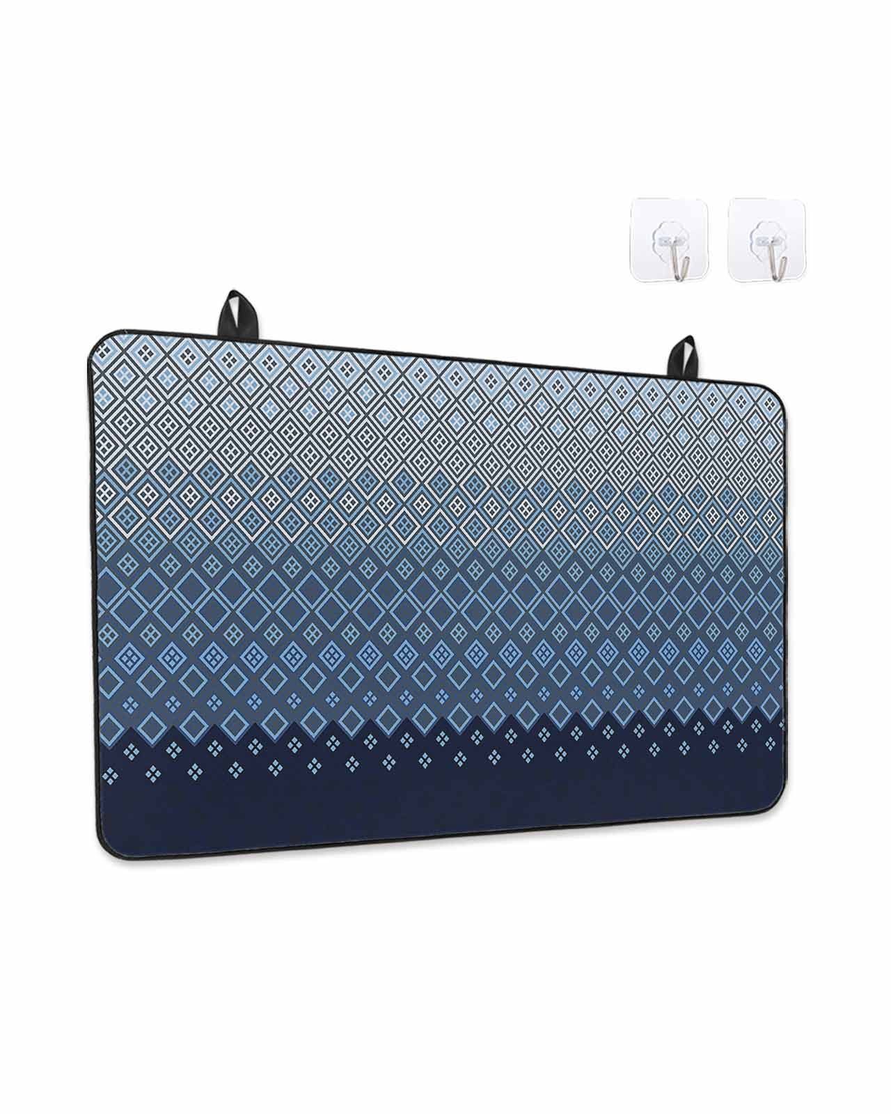 Stove Top Covers for Electric Stove, Blue Grey Ombre Geometric Glass Stovetop Cover Protector, Modern Abstract Art Induction Cooktop Protector Oven Mat for Kitchen Countertop 24"x21"