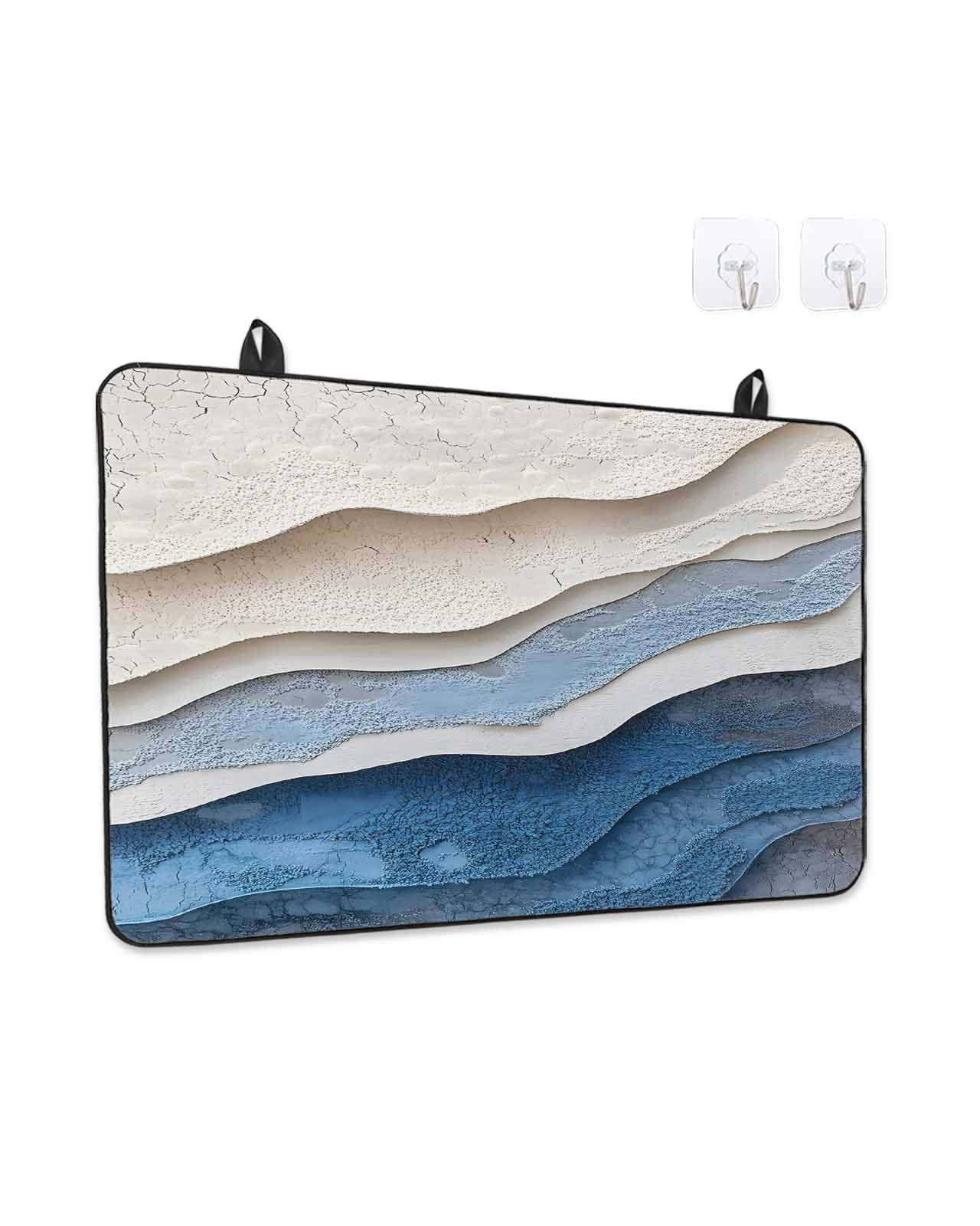 Stove Top Covers for Electric Stove, Blue Ombre Glass Stovetop Cover Protector, Modern Wave Abstract Art Induction Cooktop Protector Oven Mat for Kitchen Countertop 24"x21"