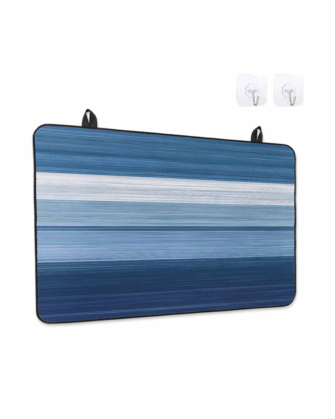 Stove Top Covers for Electric Stove, Blue Ombre Stripe Glass Stovetop Cover Protector, Farmhouse Striped Modern Abstract Art Induction Cooktop Protector Oven Mat for Kitchen Countertop 24"x21"