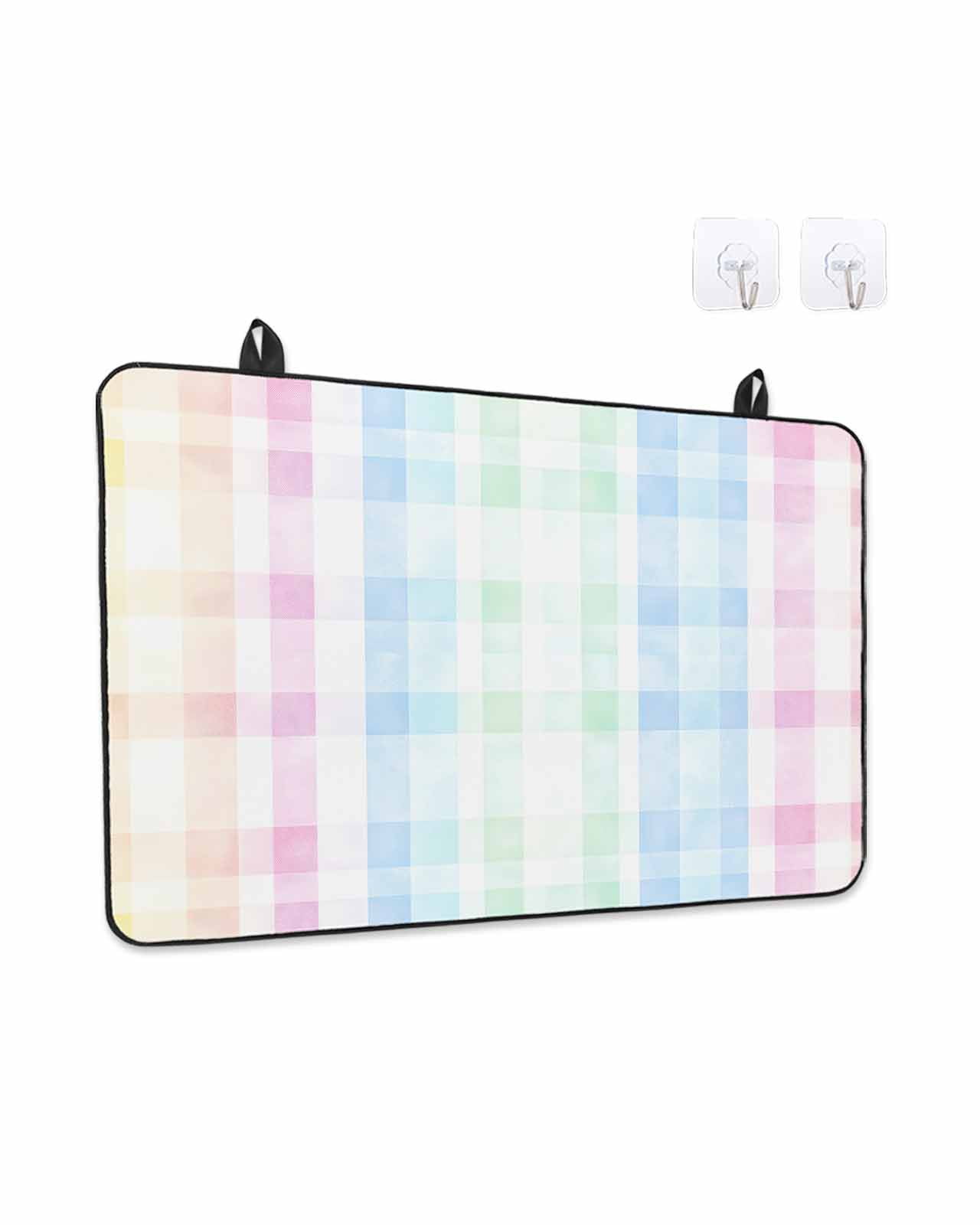 Stove Top Covers for Electric Stove, Blue Pink Plaid Glass Stovetop Cover Protector, Pastel Green White Buffalo Patchwork Induction Cooktop Protector Oven Mat for Kitchen Countertop 24"x21"