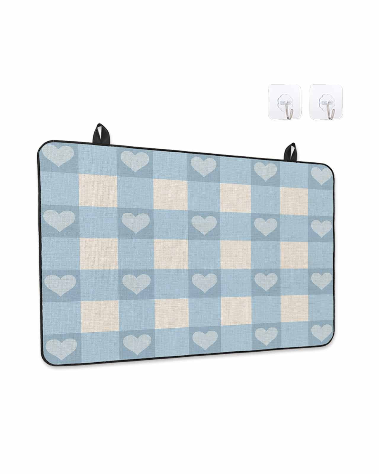 Stove Top Covers for Electric Stove, Blue Plaid Glass Stovetop Cover Protector, Country Cute Love Pastoral Heart Lattice Induction Cooktop Protector Oven Mat for Kitchen Countertop 24"x21"