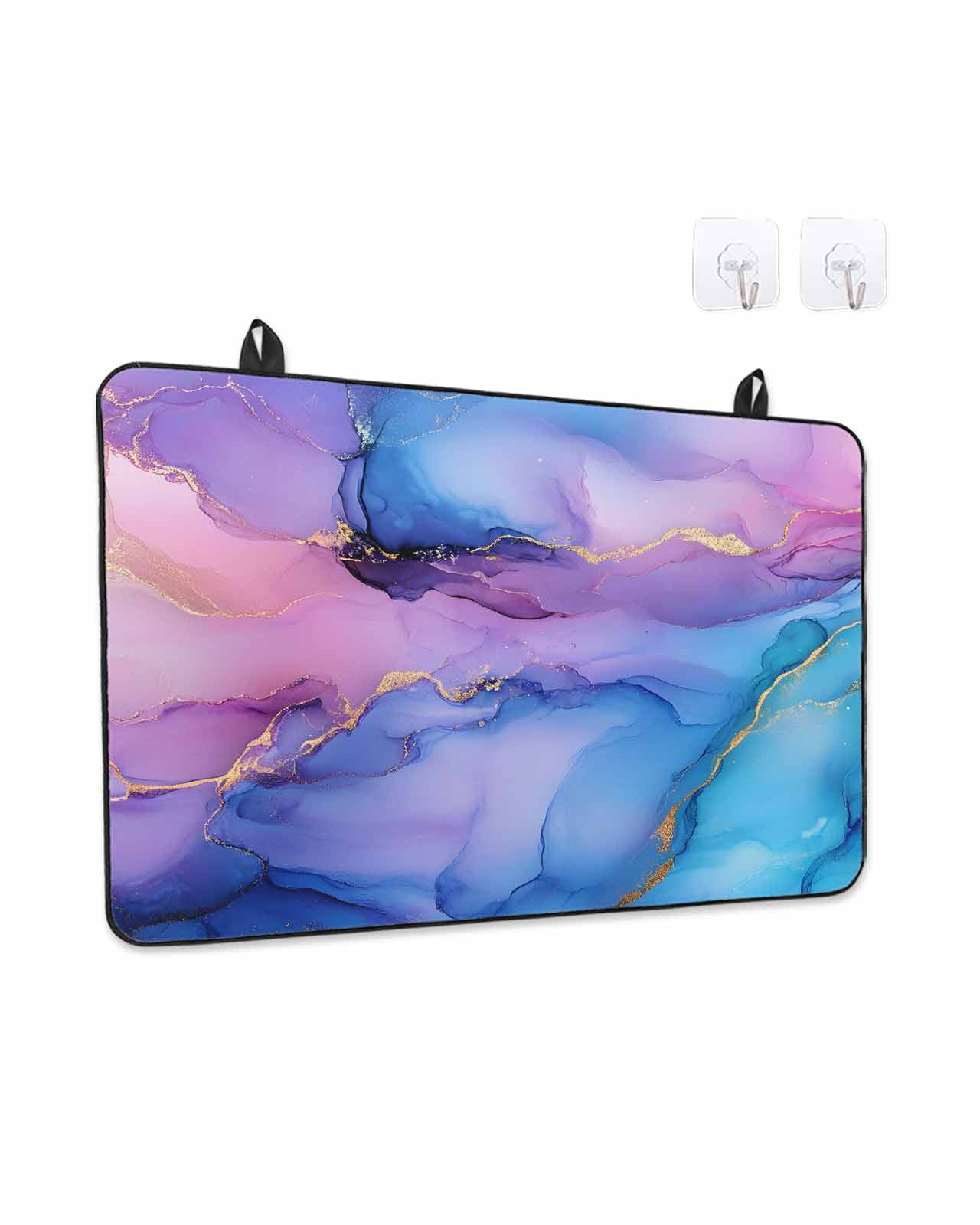Stove Top Covers for Electric Stove, Blue Purple Ombre Glass Stovetop Cover Protector, Marble Modern Ink Painted Abstract Induction Cooktop Protector Oven Mat for Kitchen Countertop 24"x21"