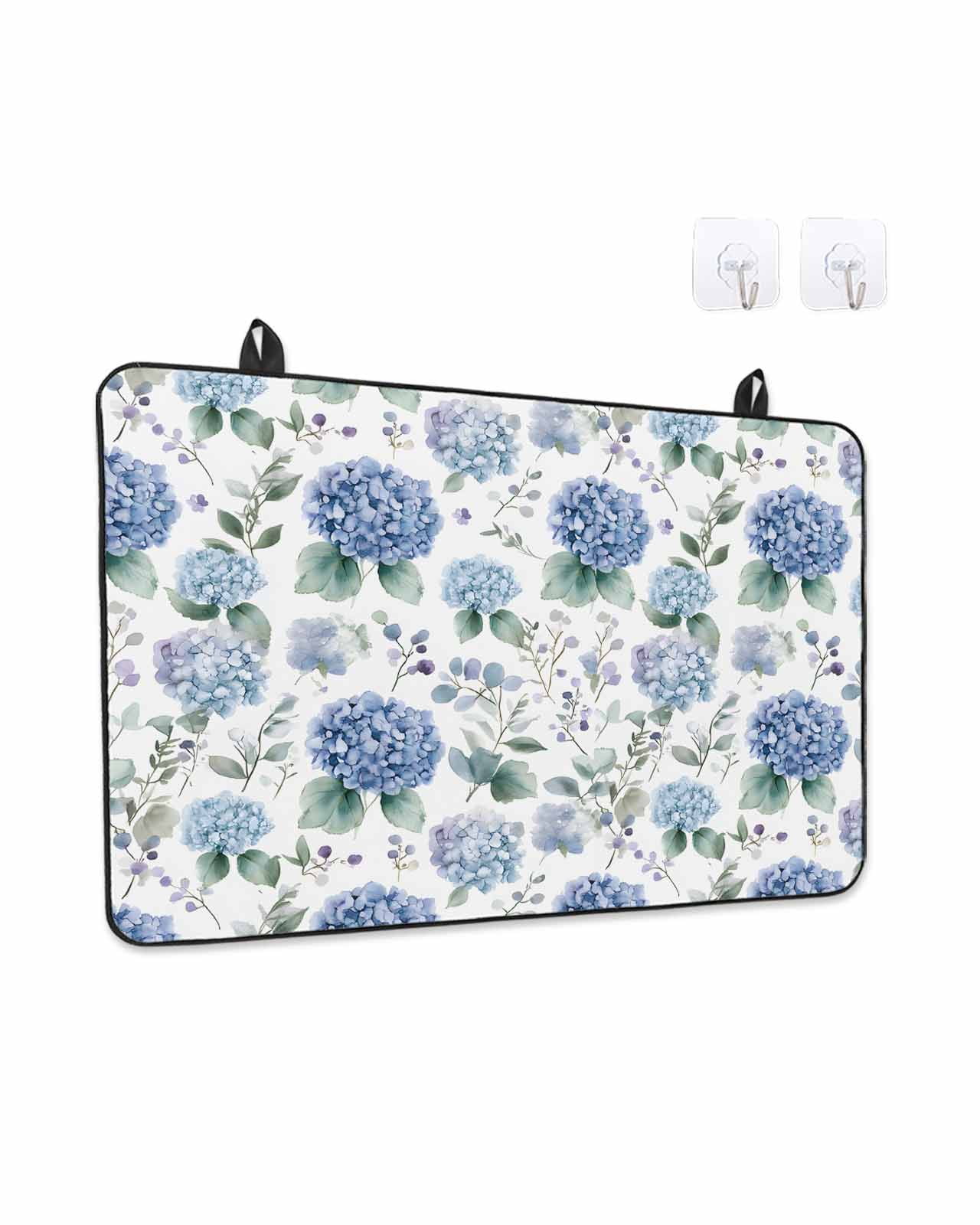 Stove Top Covers for Electric Stove, Blue Spring Floral Glass Stovetop Cover Protector, Watercolor Botanical Elegant Induction Cooktop Protector Oven Mat for Kitchen Countertop 24"x21"