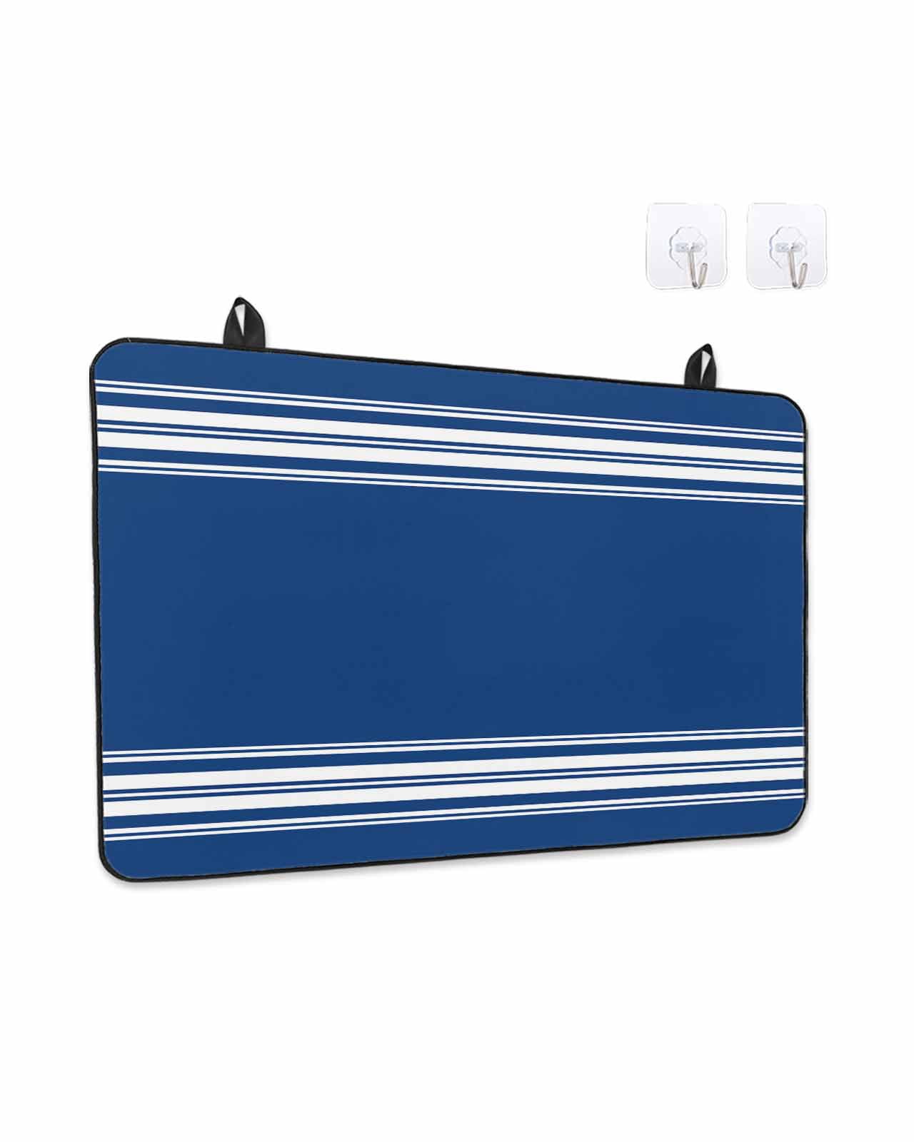 Stove Top Covers for Electric Stove, Blue Striped Glass Stovetop Cover Protector, Farmhouse Blue White Stripes Induction Cooktop Protector Oven Mat for Kitchen Countertop 24"x21"