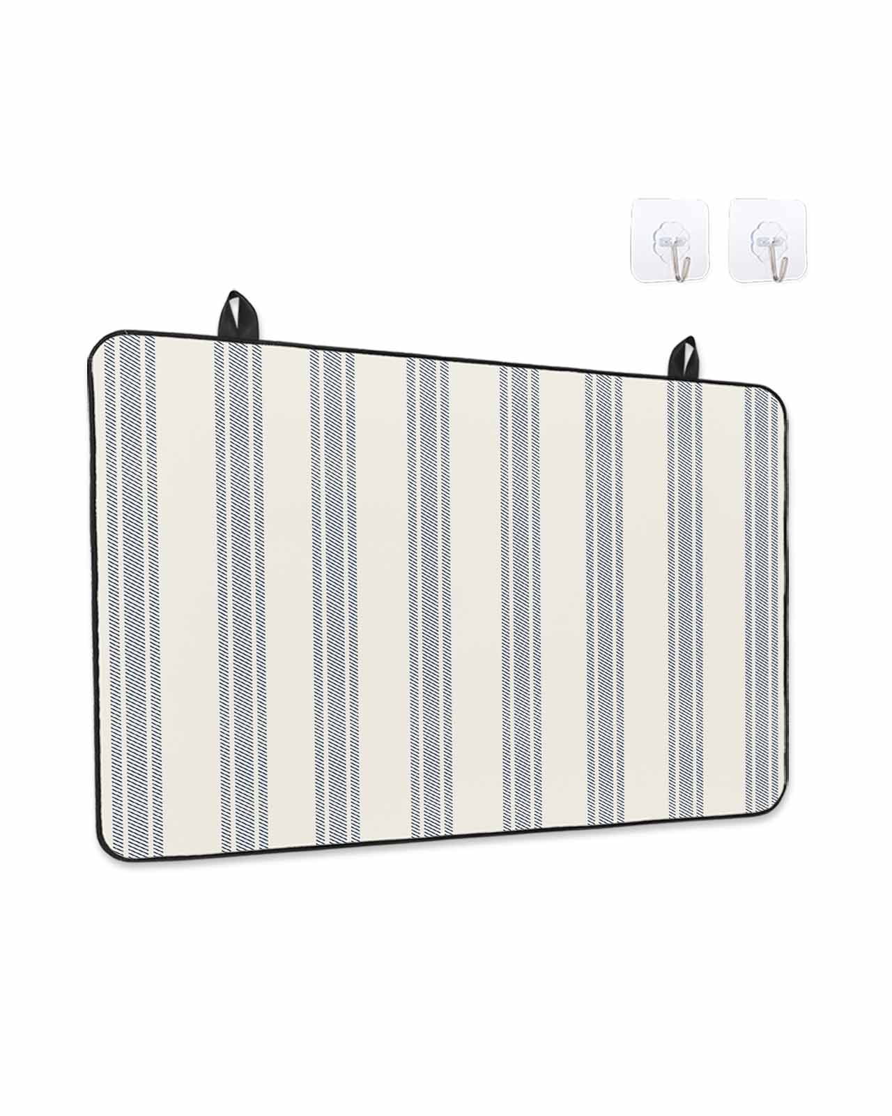 Stove Top Covers for Electric Stove, Blue Striped Glass Stovetop Cover Protector, Modern Stripes Farmhouse Induction Cooktop Protector Oven Mat for Kitchen Countertop 24"x21"