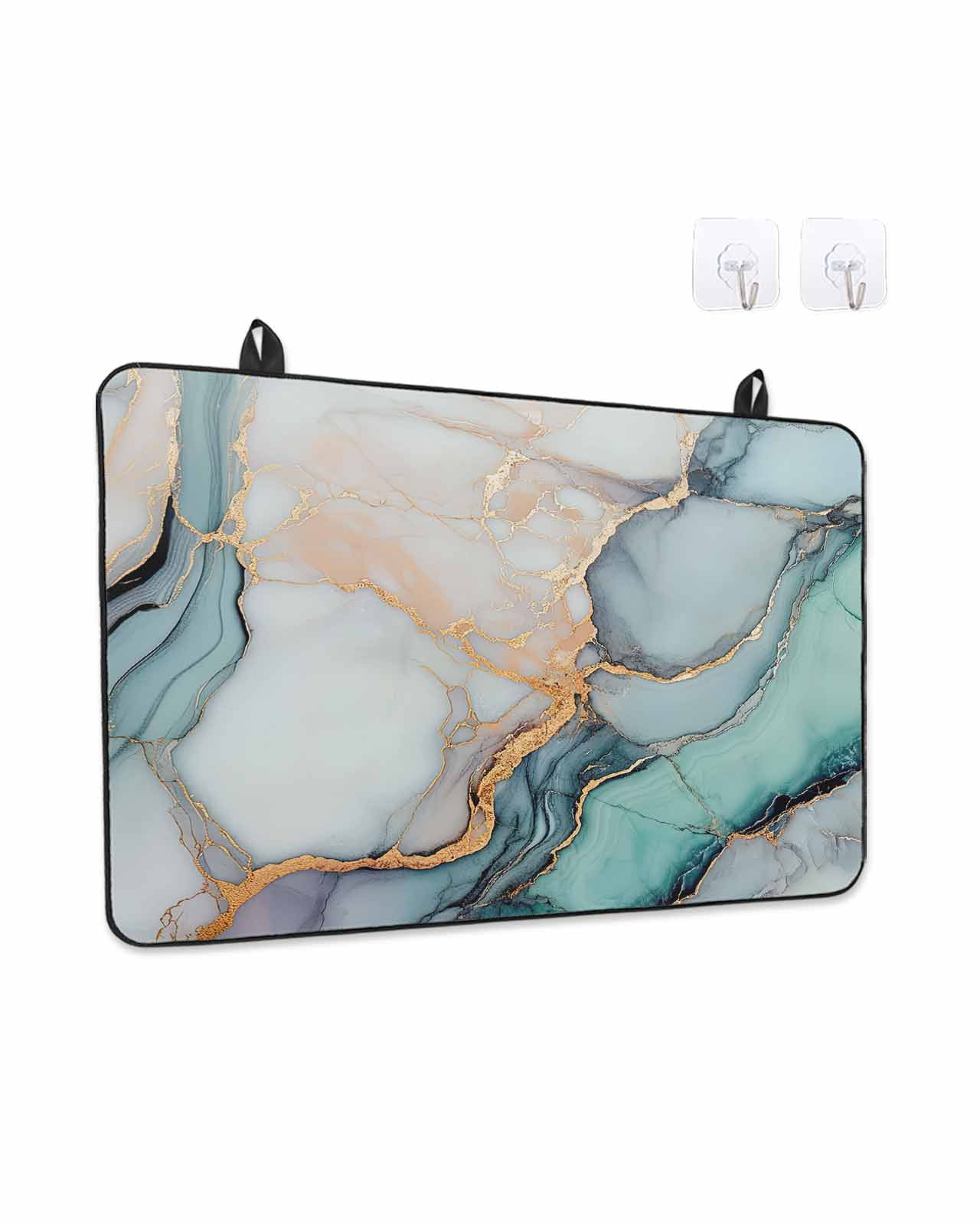 Stove Top Covers for Electric Stove, Blue Teal Marble Glass Stovetop Cover Protector, Modern Ink Painting Abstract Induction Cooktop Protector Oven Mat for Kitchen Countertop 31"x24"