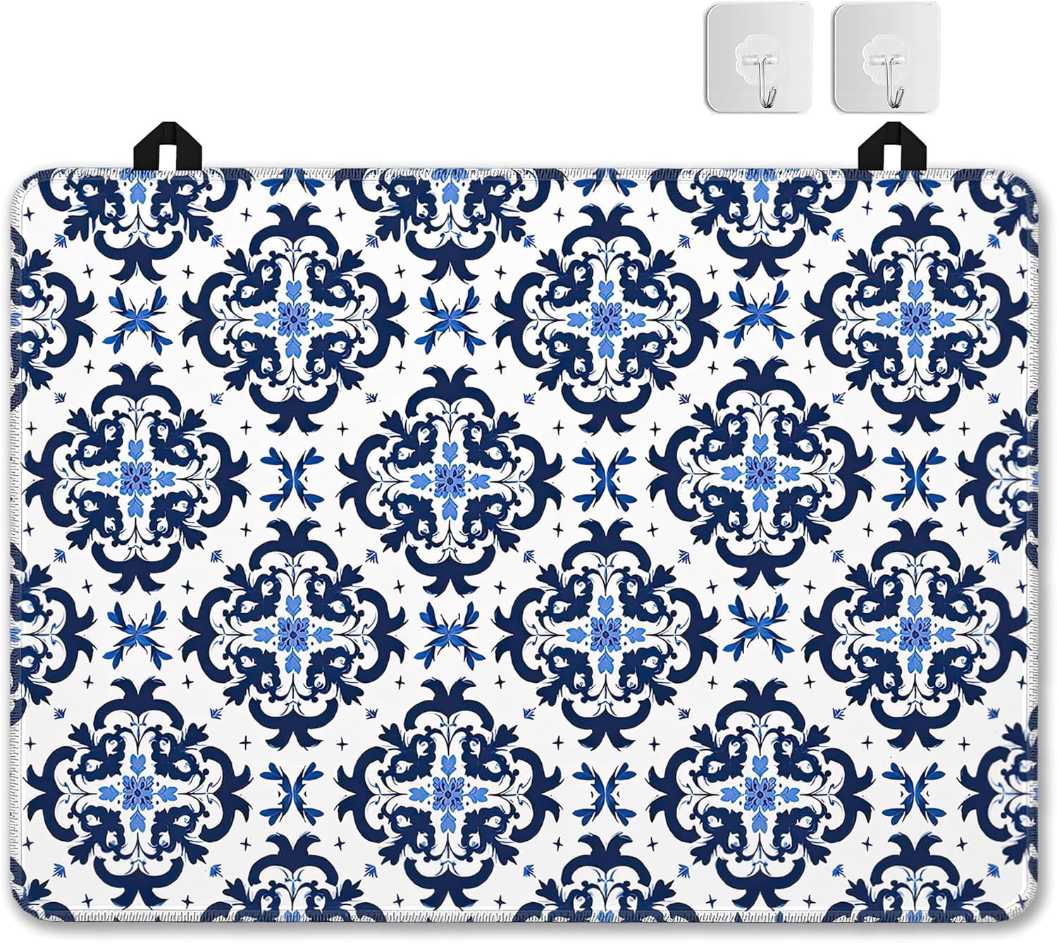 Stove Top Covers for Electric Stove,Blue Tile Flat Top Stove Cover,Modern Geometric Heat Resistant Glass Top Stove Cover Protector Anti-Slip Range Covers, 28 x 20 Inch