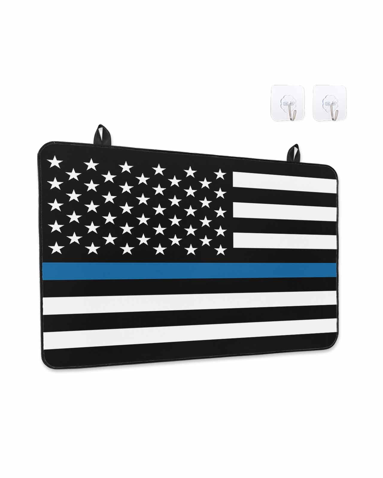 Stove Top Covers for Electric Stove,Blue White American Police Flag Glass Stovetop Cover Protector,Honoring Law Enforcement Officers Cooktop Protector Oven Mat for Kitchen Countertop 24"x21"