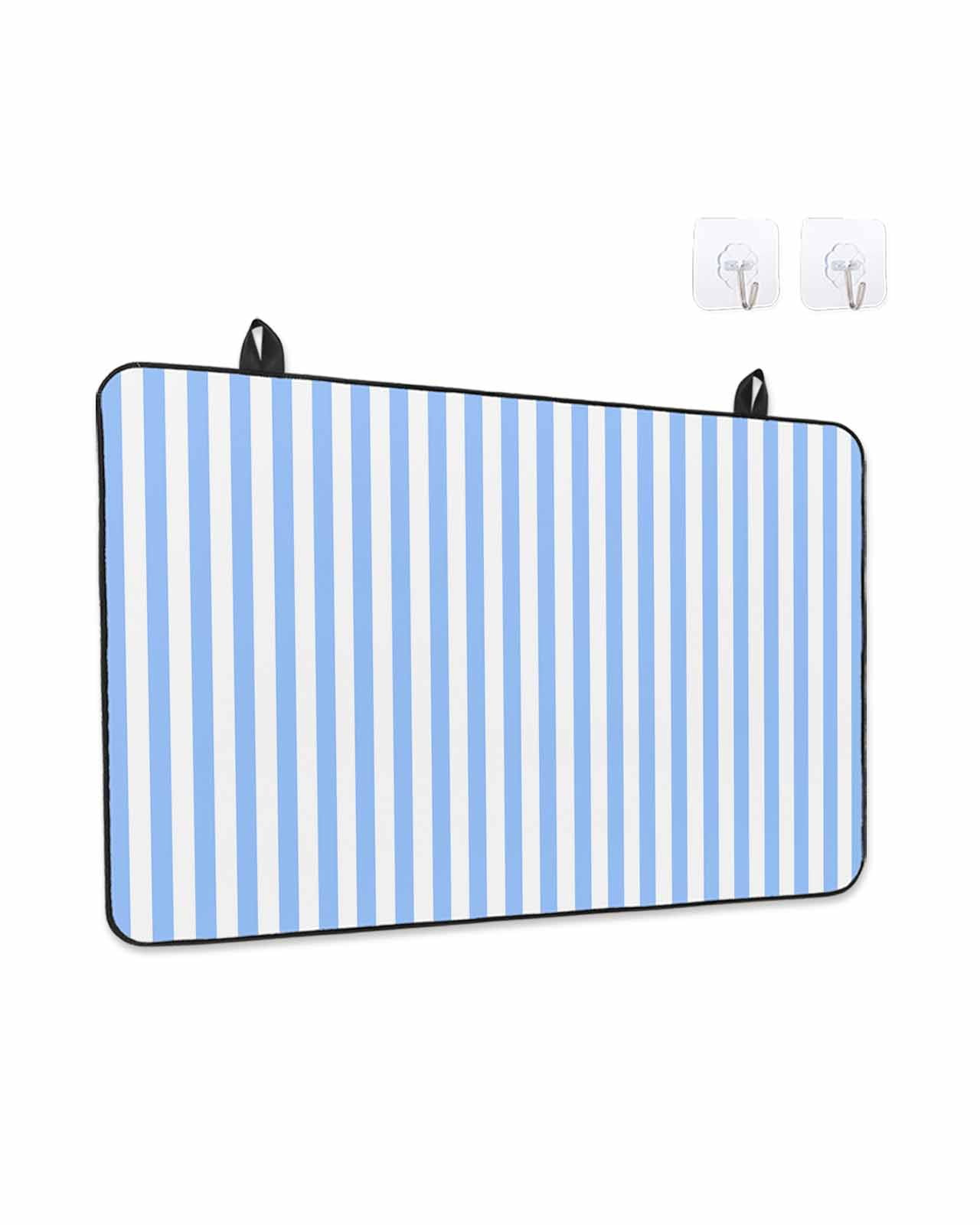 Stove Top Covers for Electric Stove, Blue White Stripe Glass Stovetop Cover Protector, Modern Minimalist Geometric Striped Induction Cooktop Protector Oven Mat for Kitchen Countertop 31"x24"