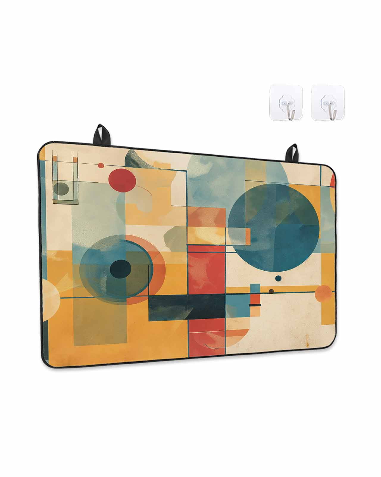 Stove Top Covers for Electric Stove, Blue Yellow Geometric Glass Stovetop Cover Protector, Vintage Oil Painting Abstract Art Induction Cooktop Protector Oven Mat for Kitchen Countertop 24"x21"