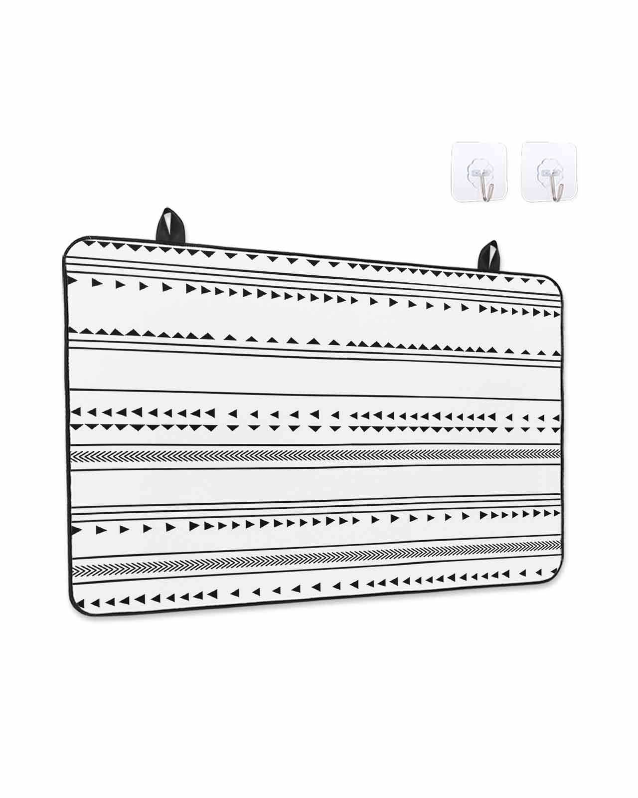 Stove Top Covers for Electric Stove, Boho Black White Modern Stripes Glass Stovetop Cover Protector, Farmhouse Abstract Art Induction Cooktop Protector Oven Mat for Kitchen Countertop 24"x21"