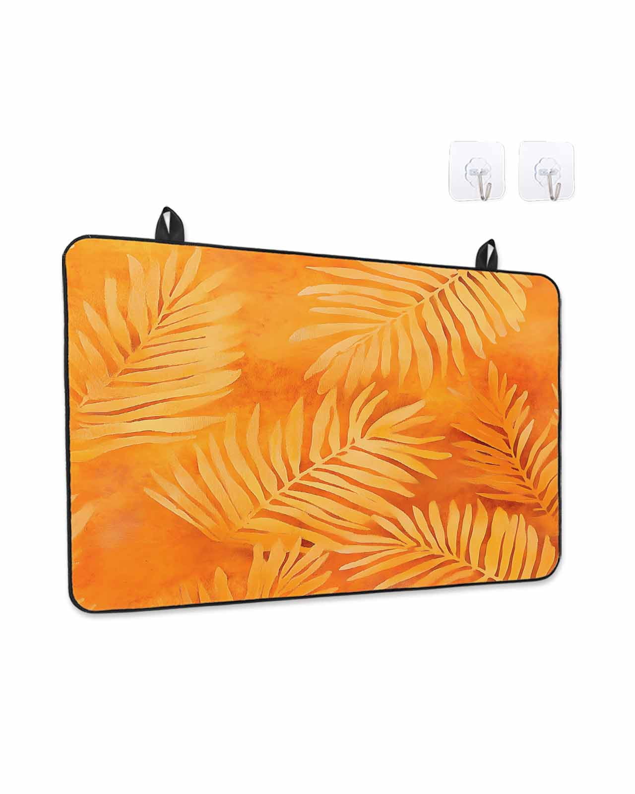 Stove Top Covers for Electric Stove, Botanical Orange Glass Stovetop Cover Protector, Tropical Palm Leaf Modernism Induction Cooktop Protector Oven Mat for Kitchen Countertop 24"x21"