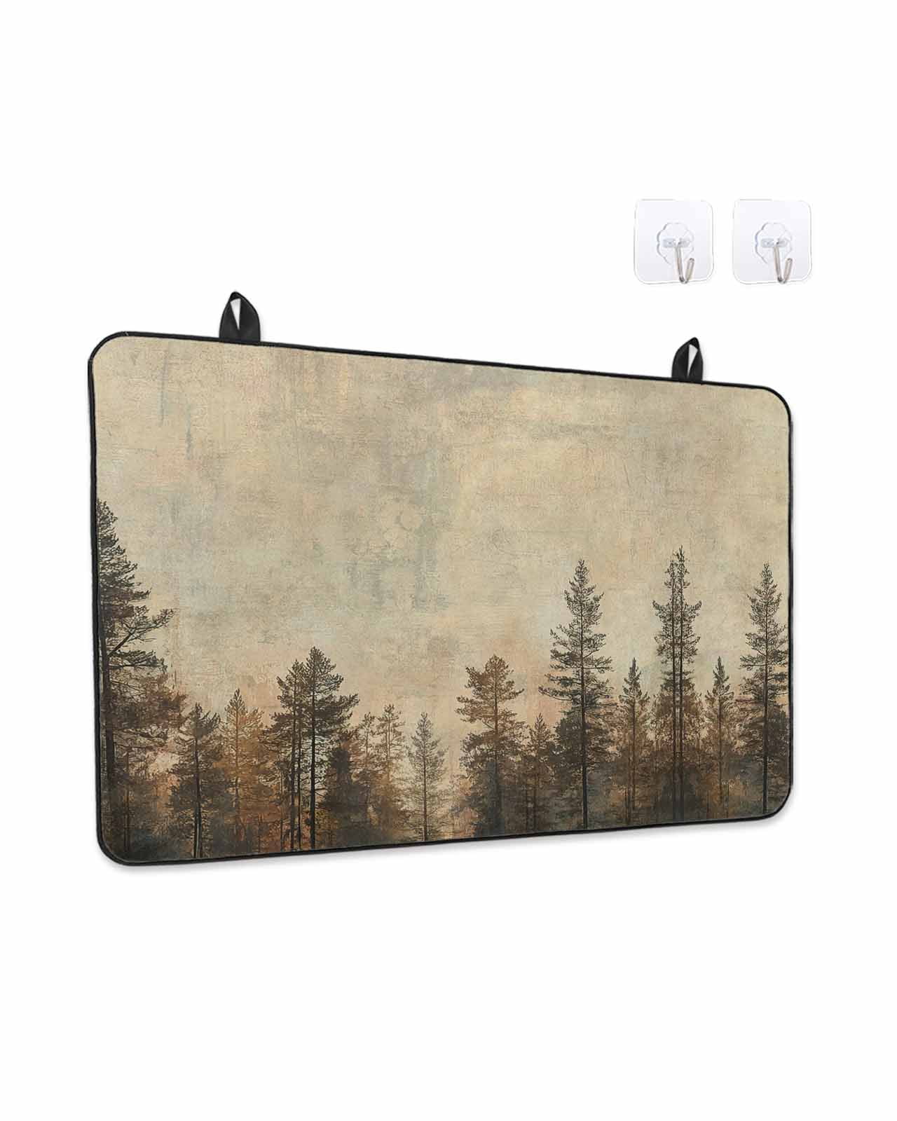 Stove Top Covers for Electric Stove, Brown Forest Glass Stovetop Cover Protector, Vintage Tree Farmhouse Botanical Induction Cooktop Protector Oven Mat for Kitchen Countertop 24"x21"