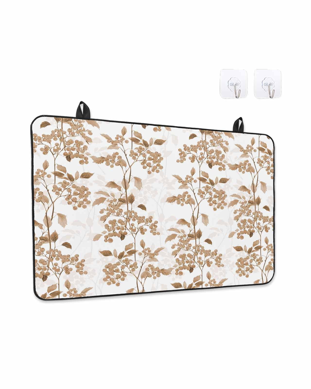 Stove Top Covers for Electric Stove, Brown Fruit Glass Stovetop Cover Protector, Vintage Plant Nature Botanical Flower Induction Cooktop Protector Oven Mat for Kitchen Countertop 31"x24"