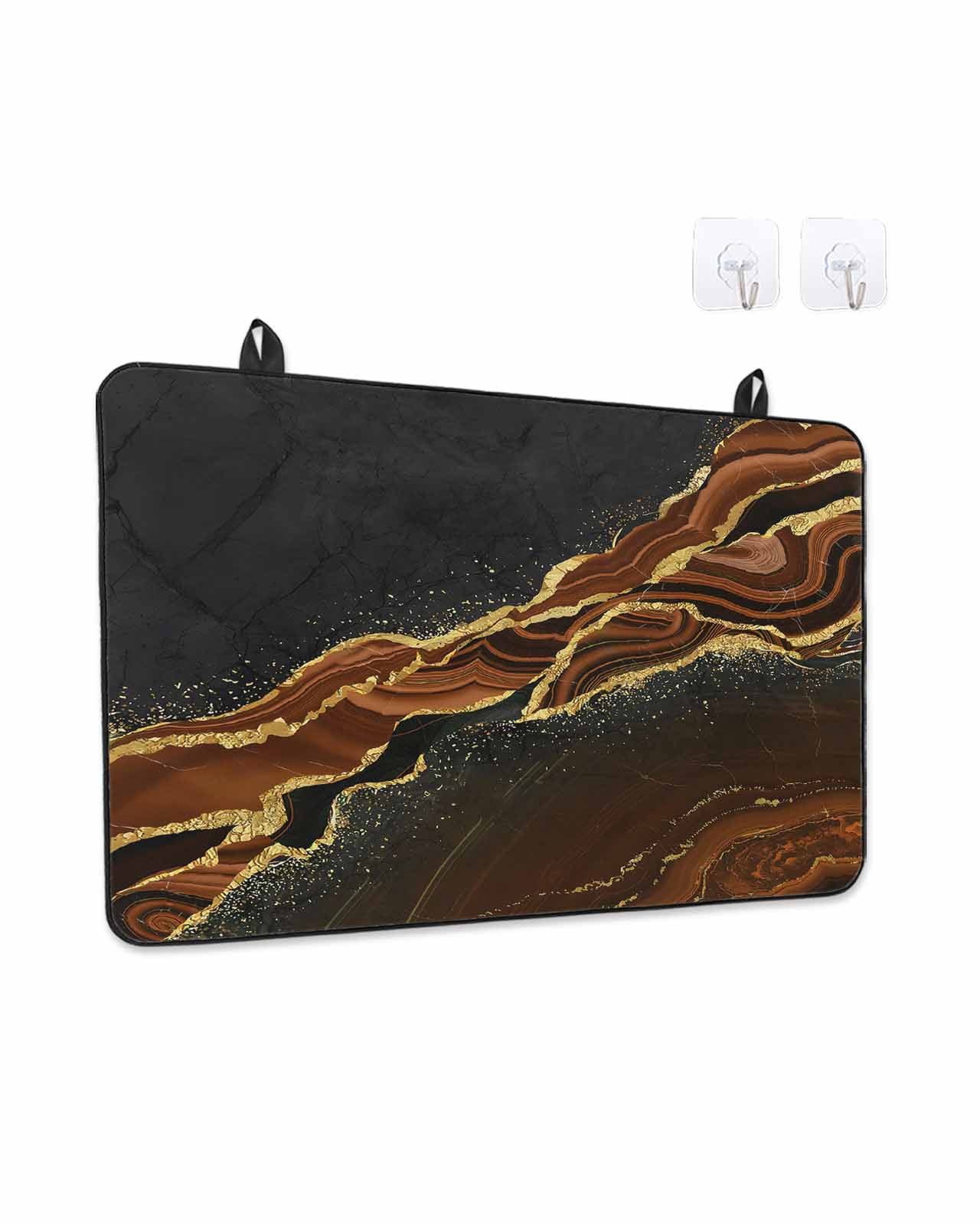 Stove Top Covers for Electric Stove, Brown Marble Glass Stovetop Cover Protector, Gold Abstract Vintage Modern Ombre Art Induction Cooktop Protector Oven Mat for Kitchen Countertop 24"x21"