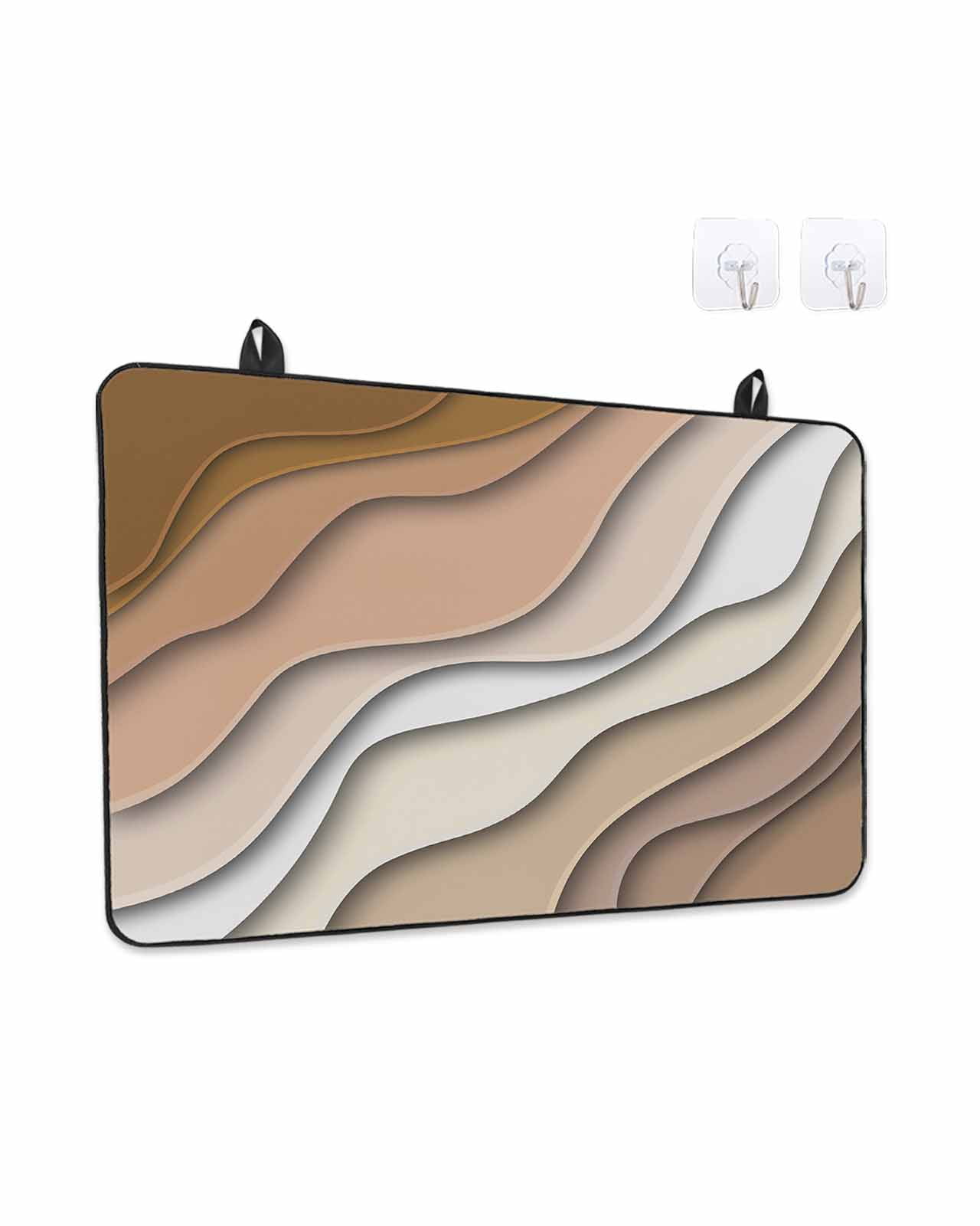 Stove Top Covers for Electric Stove, Brown Ombre Glass Stovetop Cover Protector, Modern Geometric Abstract Aesthetic Cream Induction Cooktop Protector Oven Mat for Kitchen Countertop 24"x21"