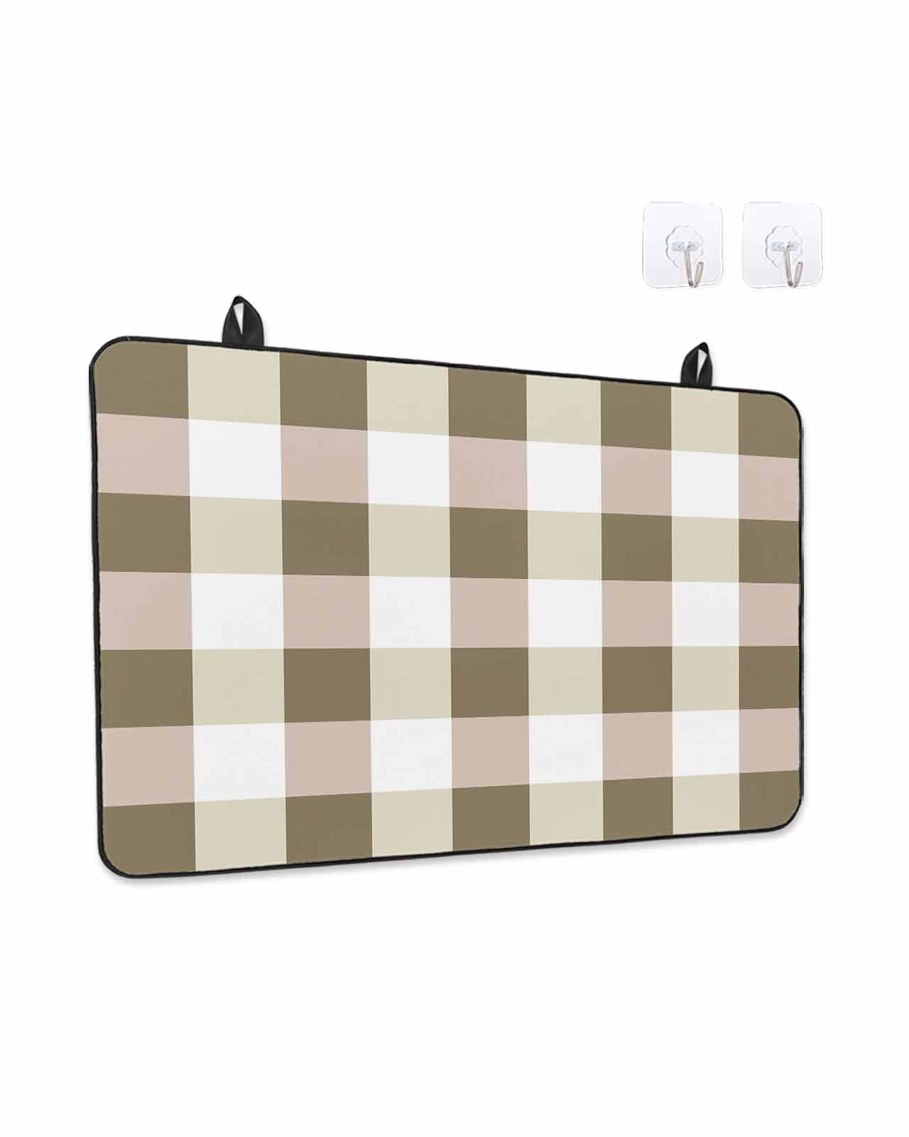 Stove Top Covers for Electric Stove, Brown Plaid Glass Stovetop Cover Protector, Spring Summer Farmhouse Buffalo Checkered Induction Cooktop Protector Oven Mat for Kitchen Countertop 28.5"x20.5"