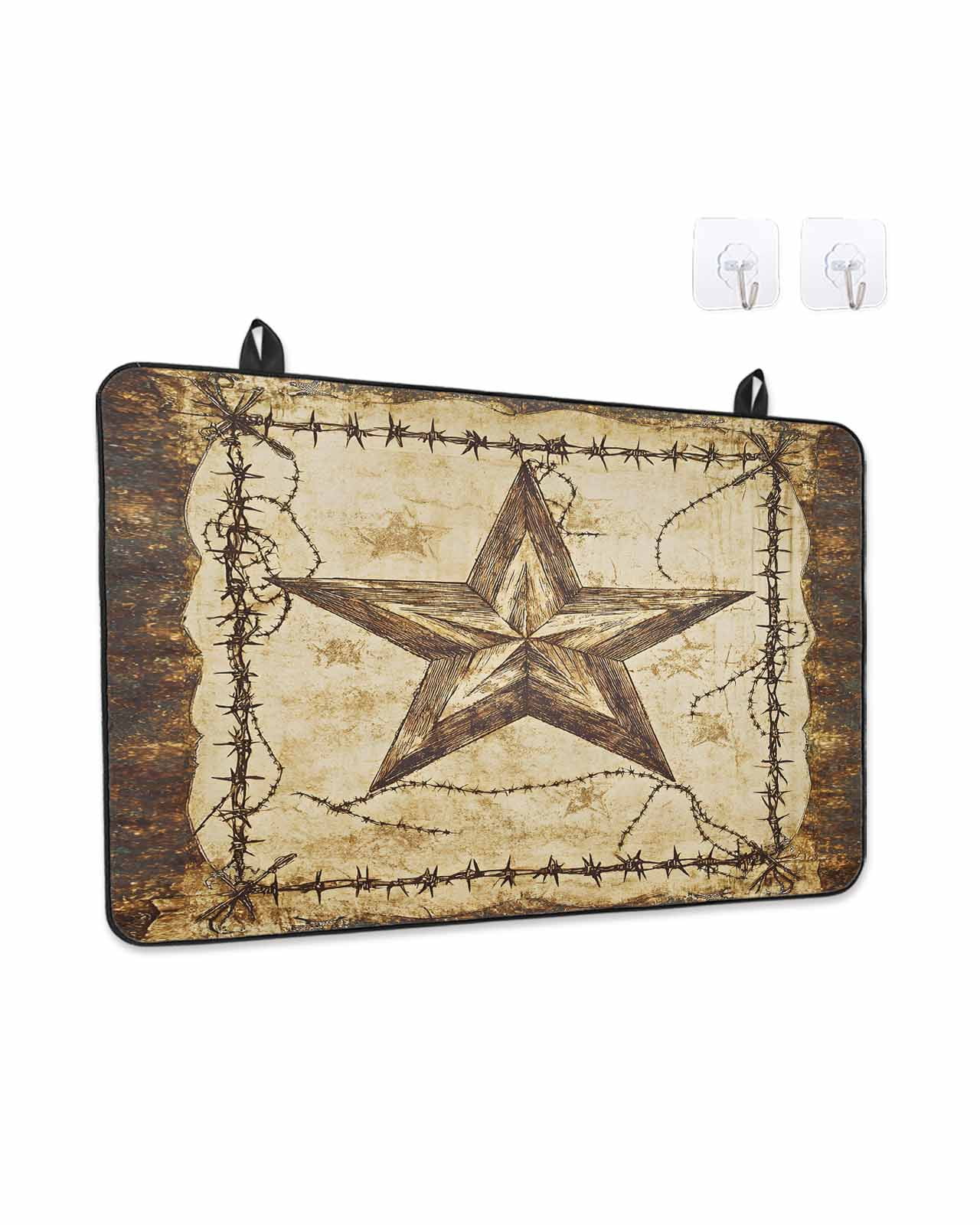 Stove Top Covers for Electric Stove, Brown Texas Star Country Glass Stovetop Cover Protector, Western Stars Retro Induction Cooktop Protector Oven Mat for Kitchen Countertop 24"x21"