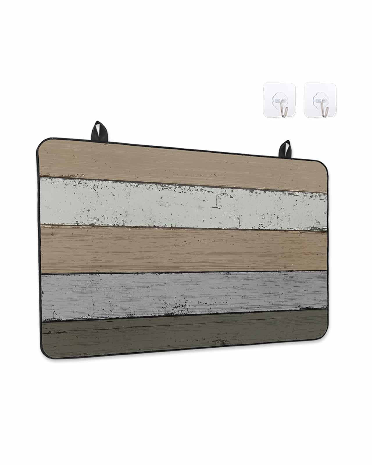 Stove Top Covers for Electric Stove, Brown Wood Grain Glass Stovetop Cover Protector, Vintage Grey Stripe Gradient Grain Induction Cooktop Protector Oven Mat for Kitchen Countertop 24"x21"