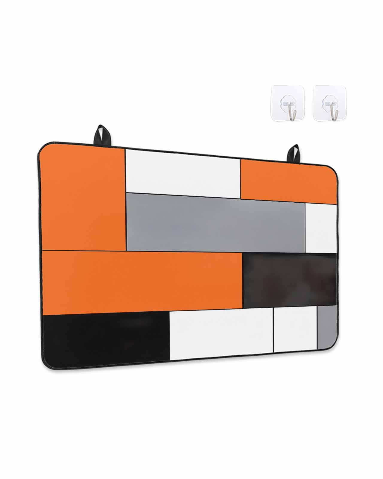 Stove Top Covers for Electric Stove, Burnt Orange Black Grey Glass Stovetop Cover Protector, Modern Irregular Geometric Abstract Induction Cooktop Protector Oven Mat for Kitchen Countertop 24"x21"
