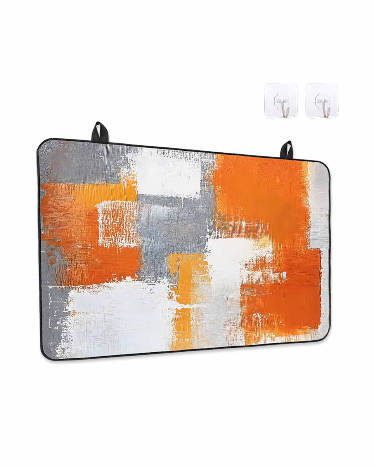 Stove Top Covers for Electric Stove, Burnt Orange Grey Kitchen Glass Ceramic Electric Cooktop Covers 28.5"x20.5", Modern Oil Painted Geometric Abstract HeatResistant Oven/Countertop Protector