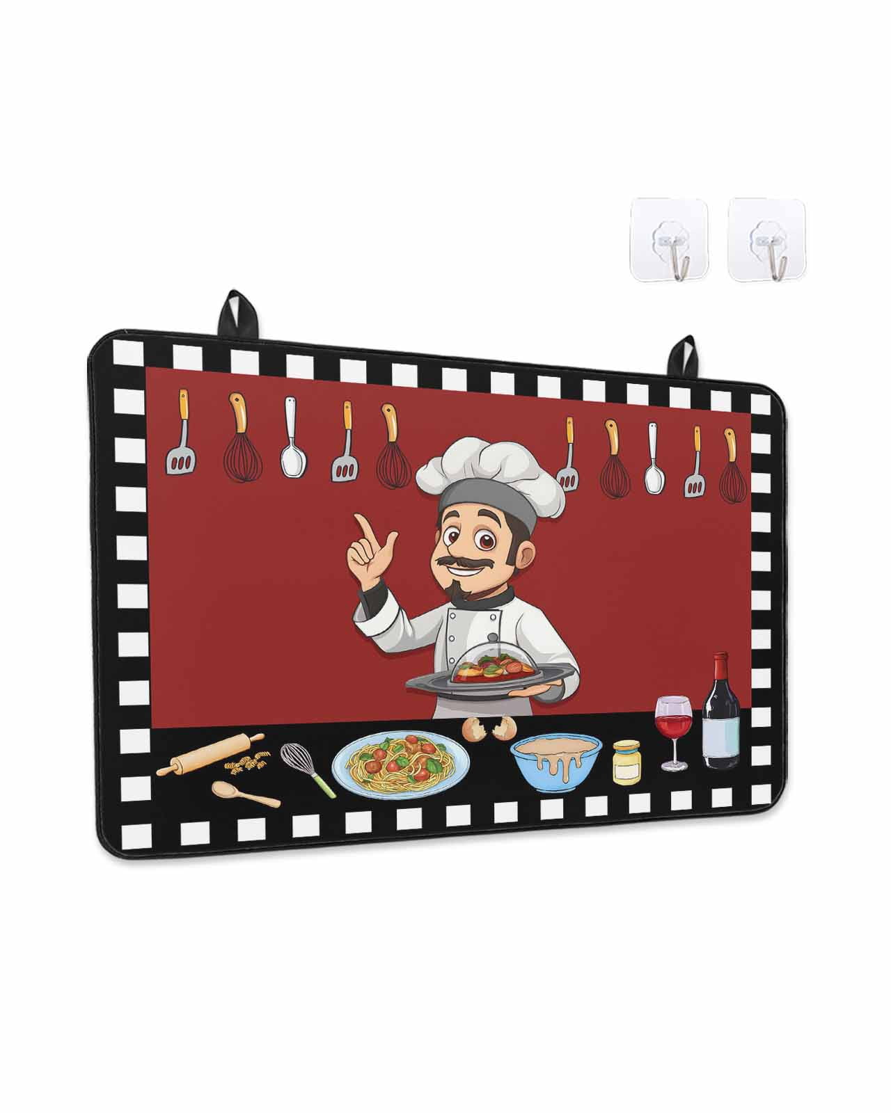 Stove Top Covers for Electric Stove, Cheg Red Glass Stovetop Cover Protector, Black White Check Buffalo Plaid Grid Lattice Induction Cooktop Protector Oven Mat for Kitchen Countertop 28.5"x20.5"
