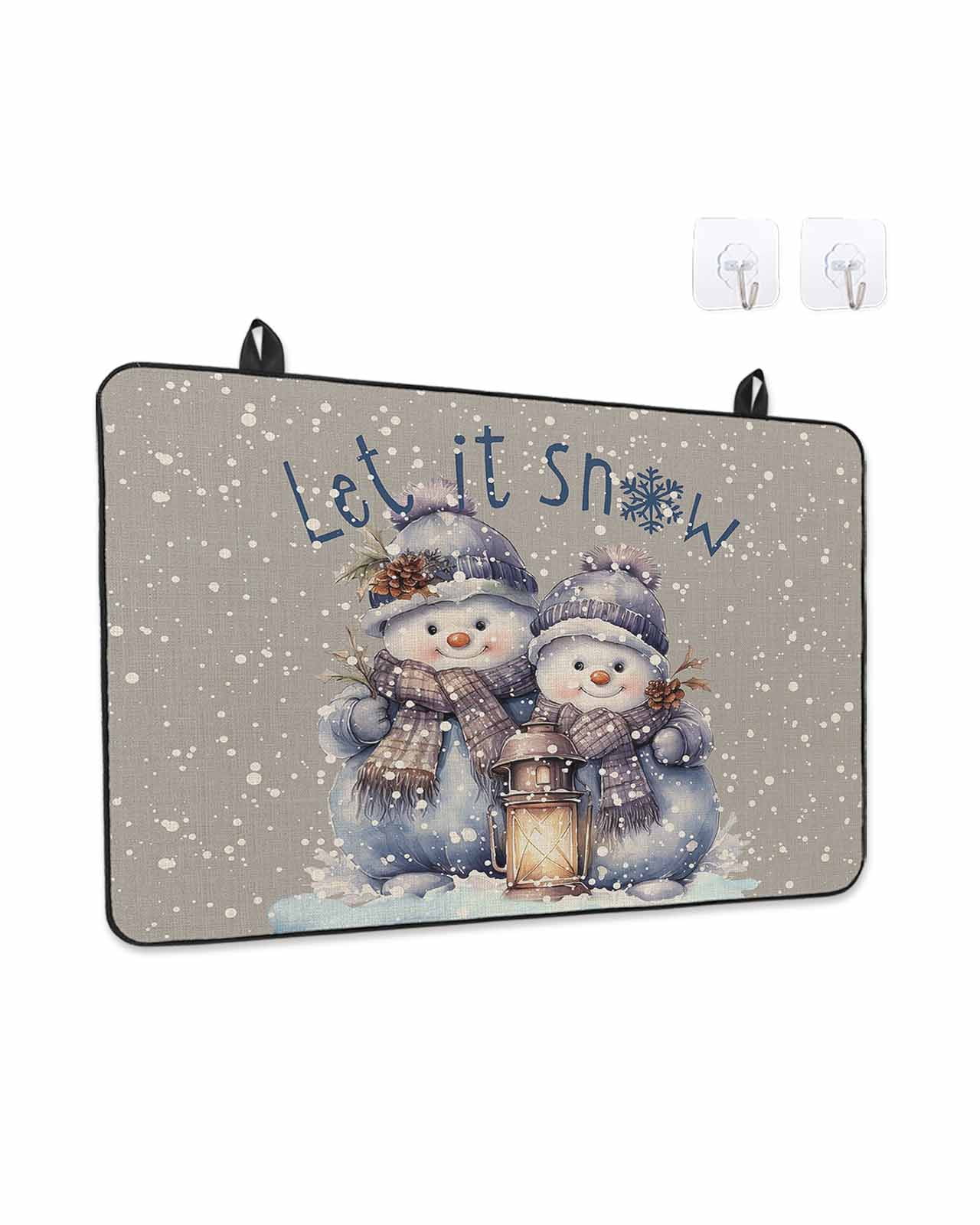 Stove Top Covers for Electric Stove, Christmas Snowman Kitchen Glass Ceramic Electric Cooktop Covers, Winter Snowflake Grey Rustic Burlap HeatResistant Oven/Countertop/Dishwasher/Sink Protector