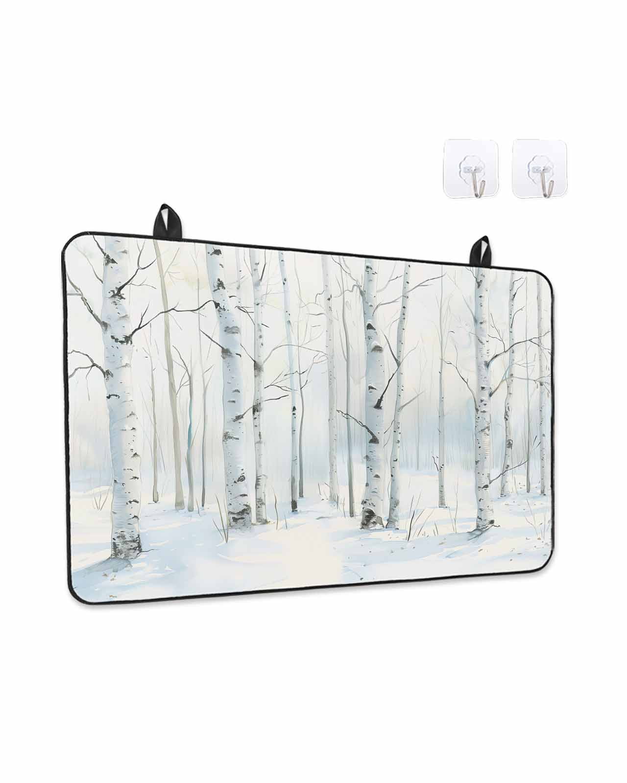 Stove Top Covers for Electric Stove, Christmas Tree Glass Stovetop Cover Protector, White Xmas Snowflake Watercolor Induction Cooktop Protector Oven Mat for Kitchen Countertop 24"x21"