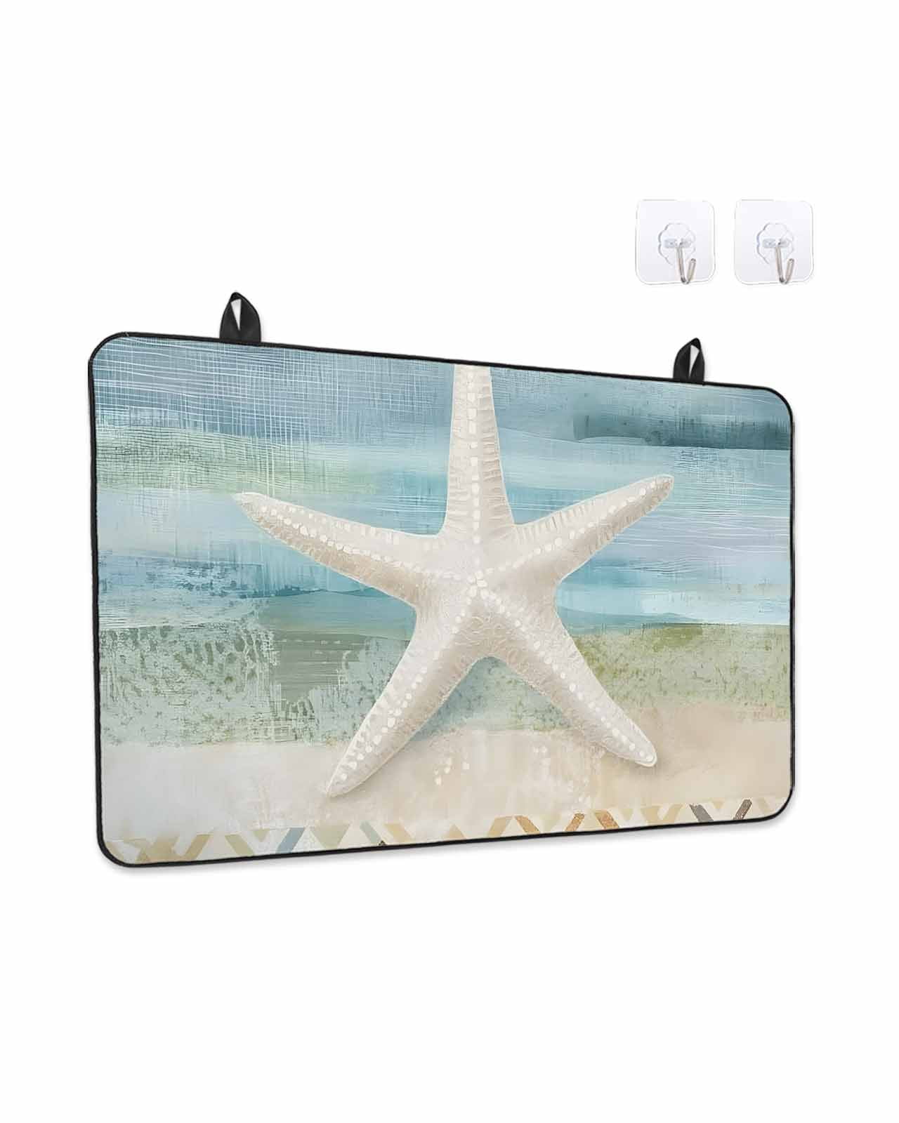 Stove Top Covers for Electric Stove, Coastal Beach Glass Stovetop Cover Protector, Summer Retro Starfish Wave Induction Cooktop Protector Oven Mat for Kitchen Countertop 24"x21"