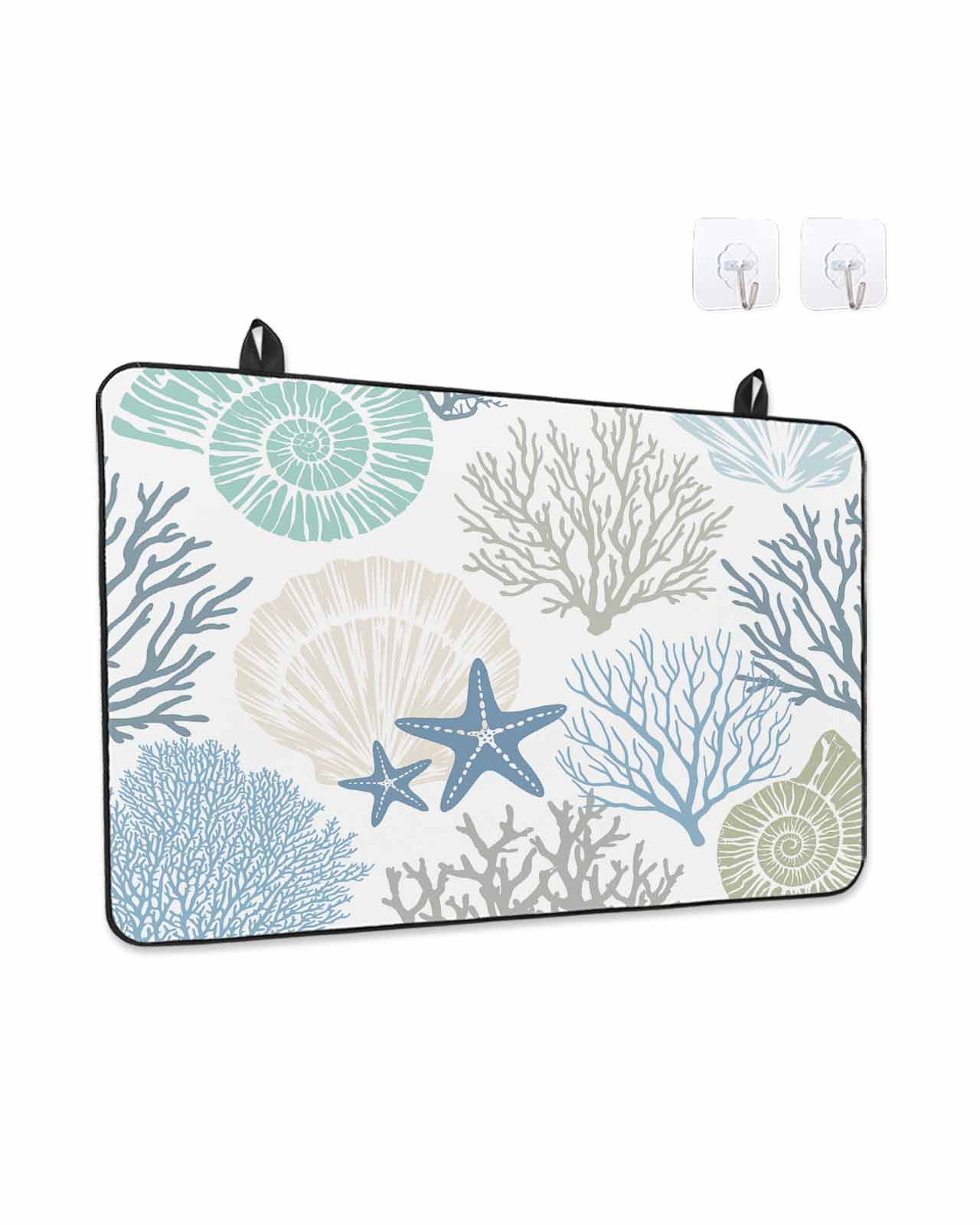 Stove Top Covers for Electric Stove, Coastal Glass Stovetop Cover Protector, Summer Beach Nautical Coral Starfish Induction Cooktop Protector Oven Mat for Kitchen Countertop 24"x21"