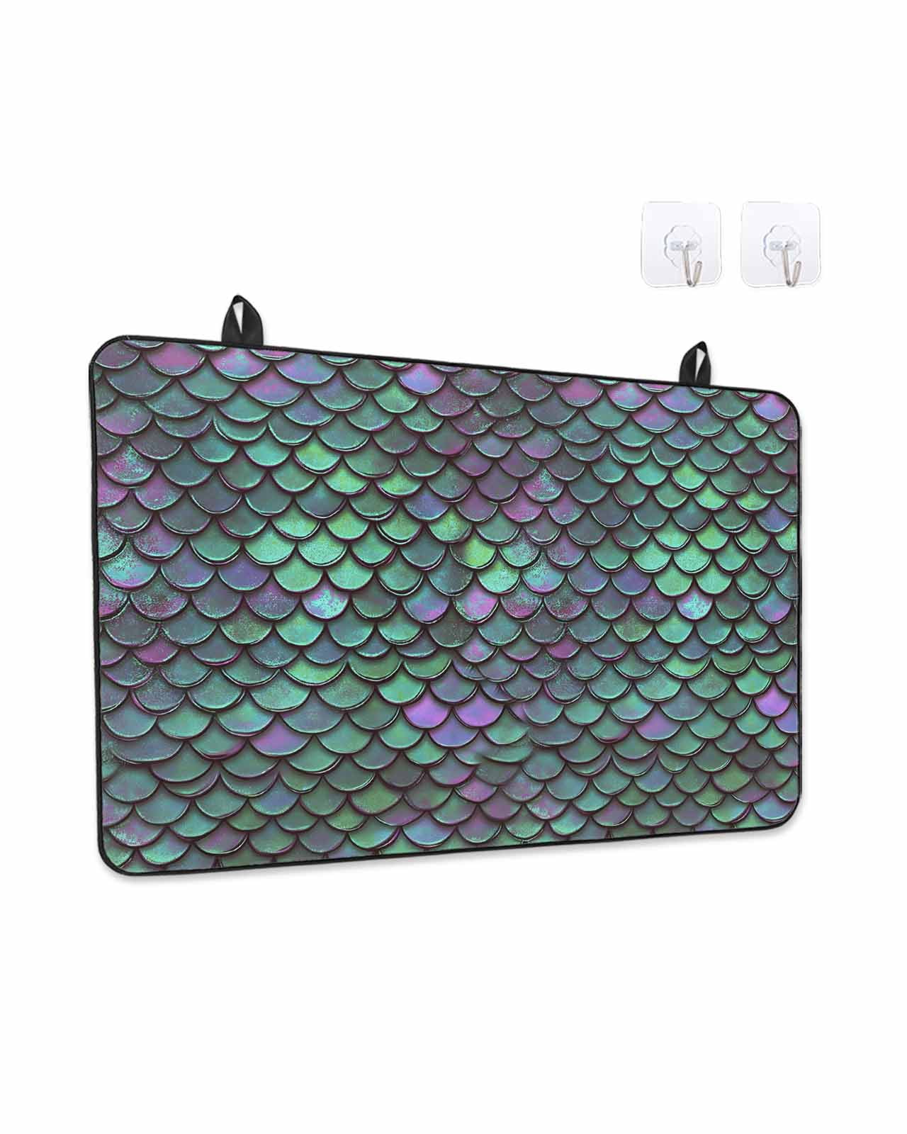 Stove Top Covers for Electric Stove, Coastal Teal Green Glass Stovetop Cover Protector, Modern Ocean Mermaid Scales Induction Cooktop Protector Oven Mat for Kitchen Countertop 28.5"x20.5"